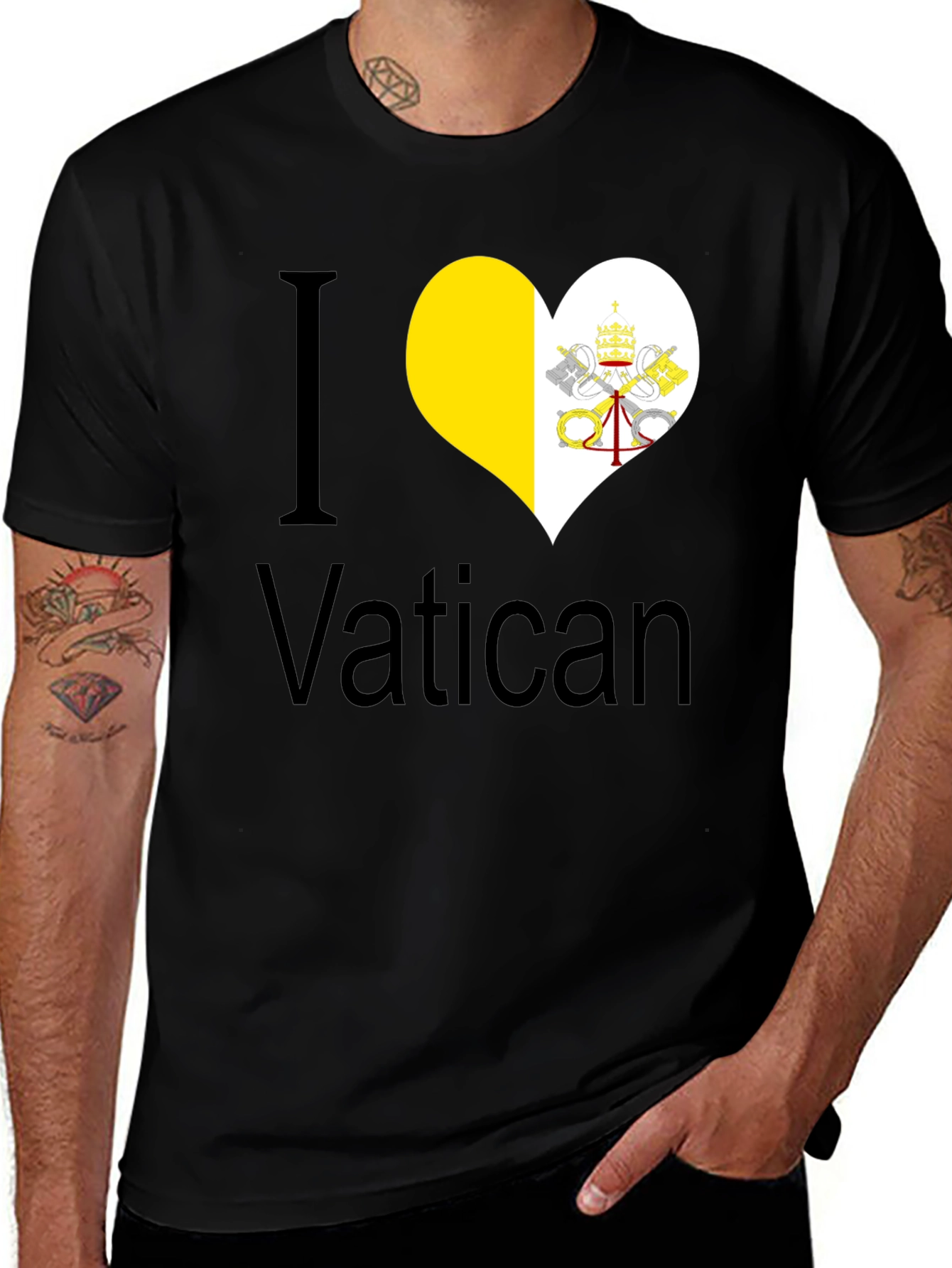I Heart Vatican City Black T-Shirt