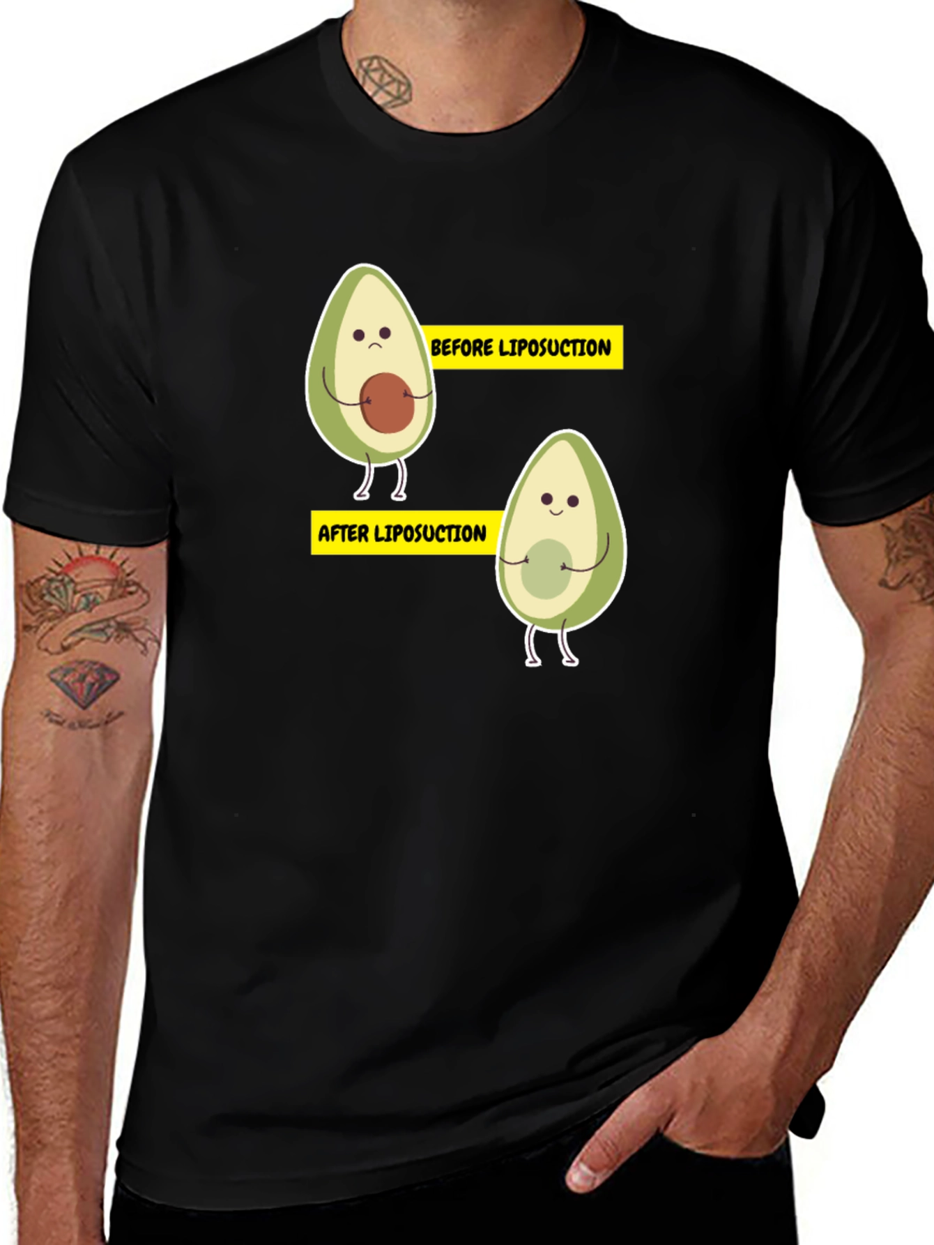 Variant 29 of Avocado Liposuction Funny Black T-Shirt