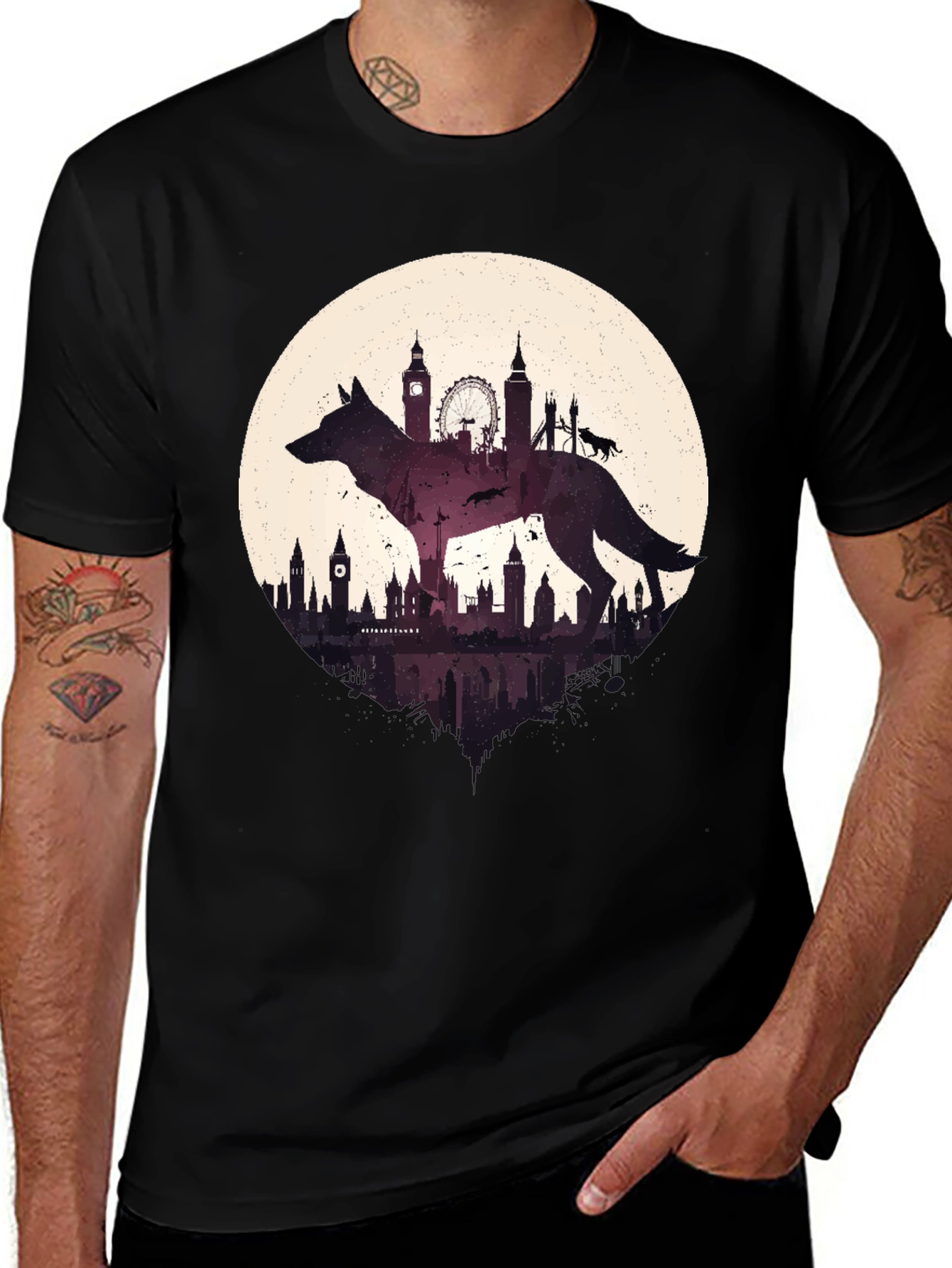 Variant 27 of London Wolf Silhouette Graphic Tee