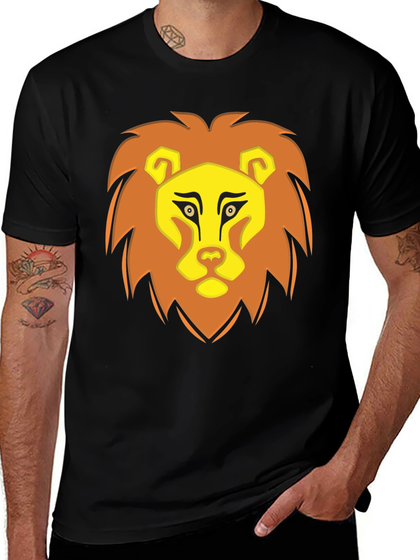 Lion Graphic Print Crew Neck Tee