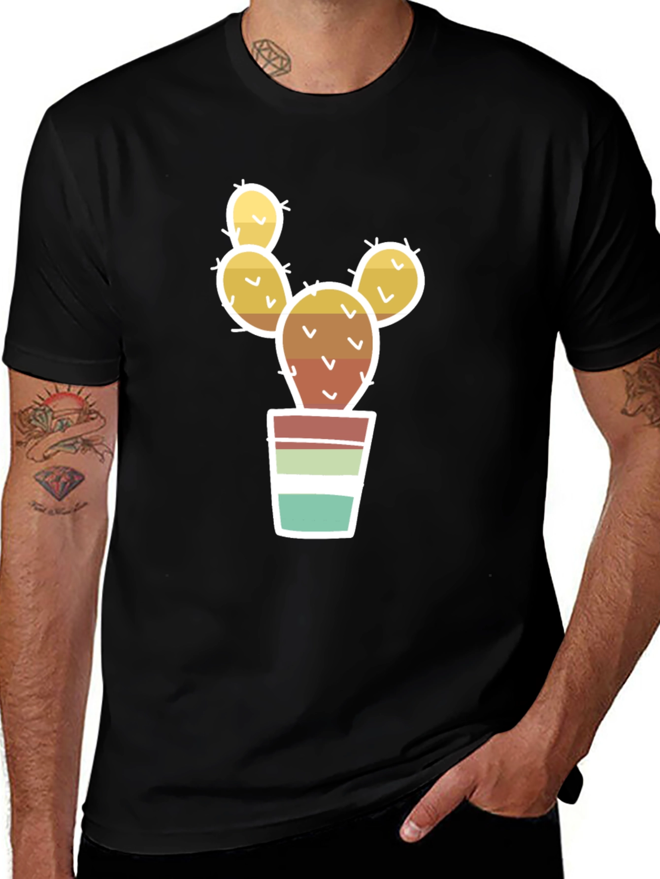 Variant 24 of Cactus in Pot Graphic Tee - Black