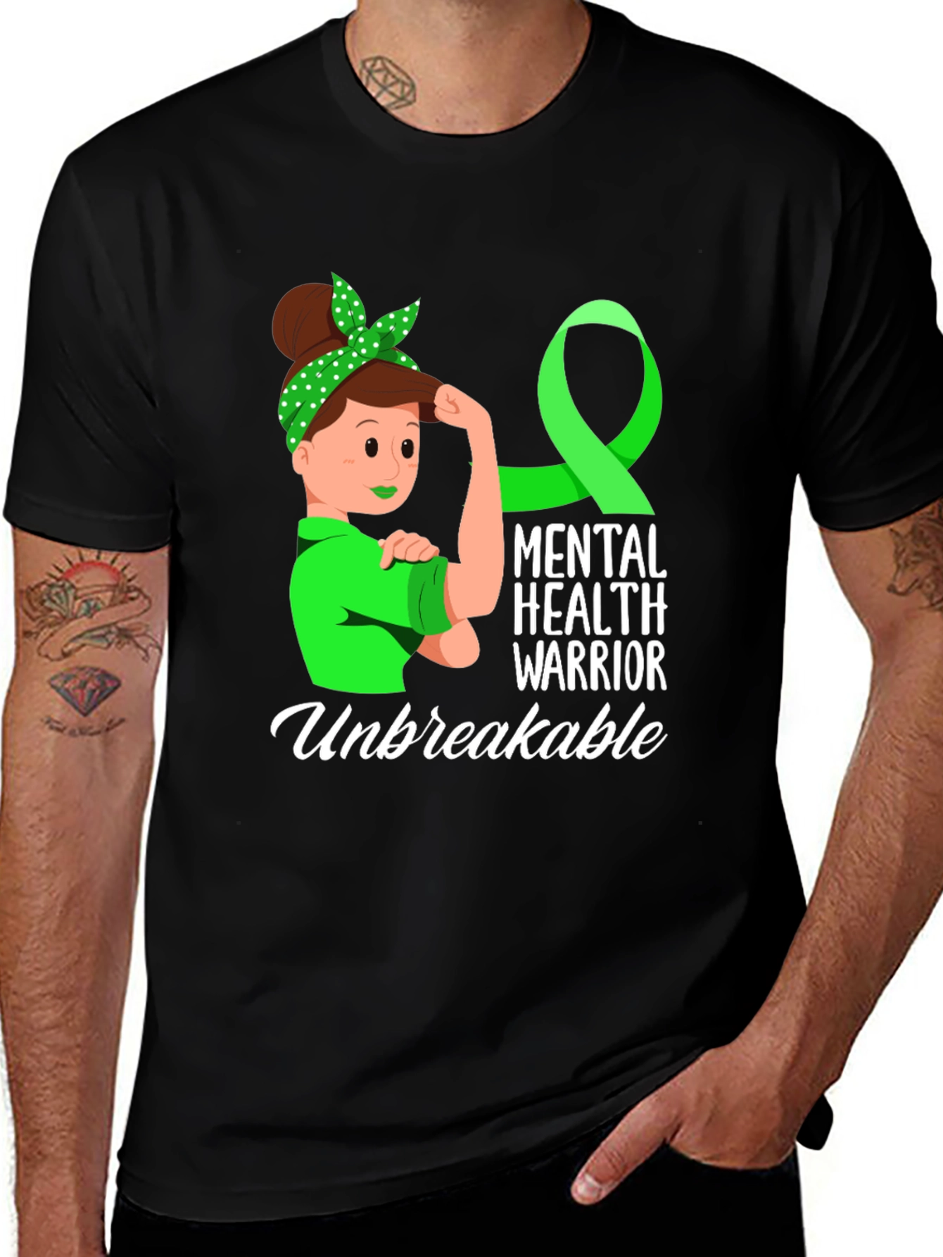 Variant 4 of Mental Health Warrior T-Shirt - Unbreakable Strength