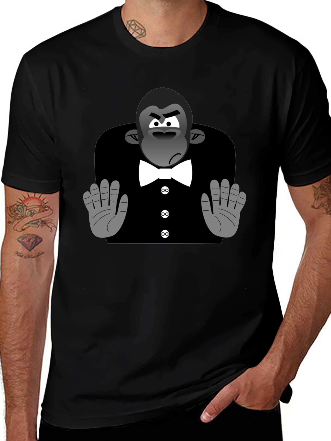 Variant 24 of Gorilla Tuxedo Graphic Tee - Novelty Cartoon Shirt