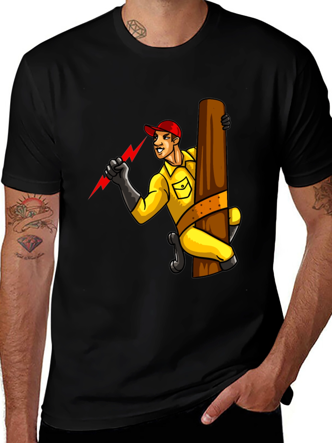 Variant 6 of Electrician Cartoon Graphic Tee