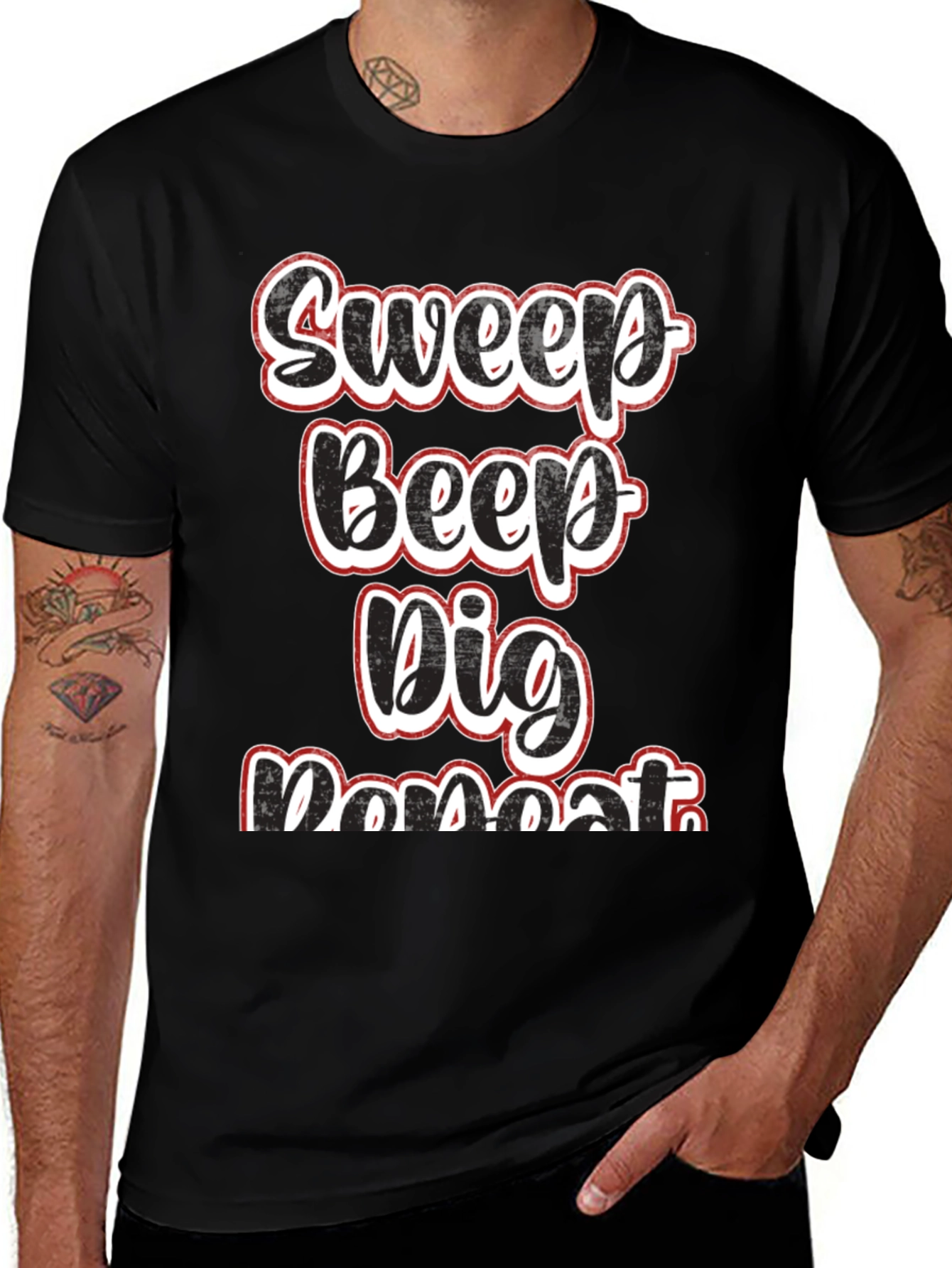 Variant 10 of Sweep Beep Dig Repeat Black Graphic Tee
