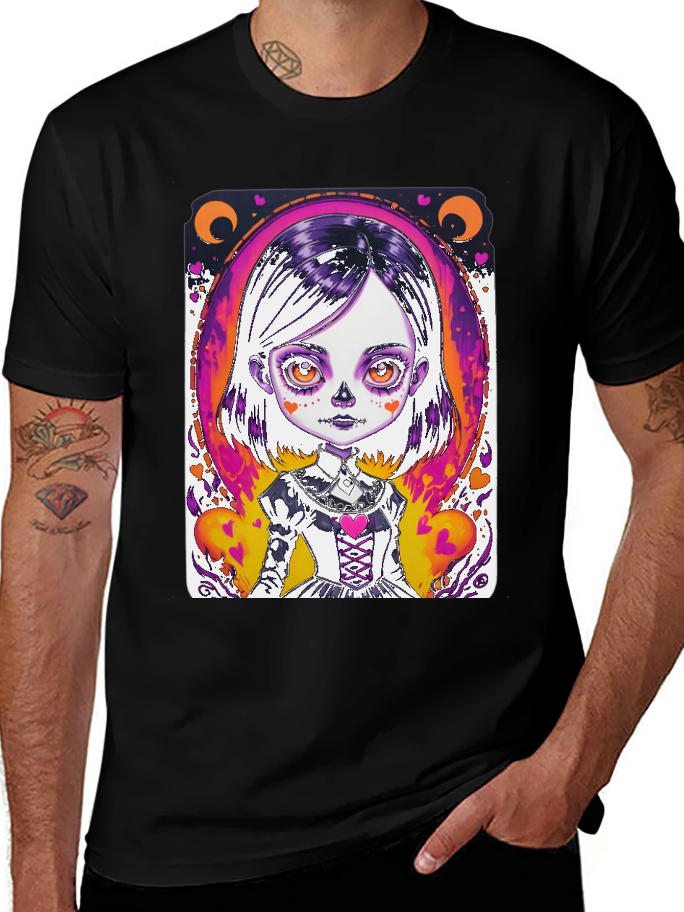 Variant 17 of Spooky Cute Girl Graphic Tee - Halloween Style!