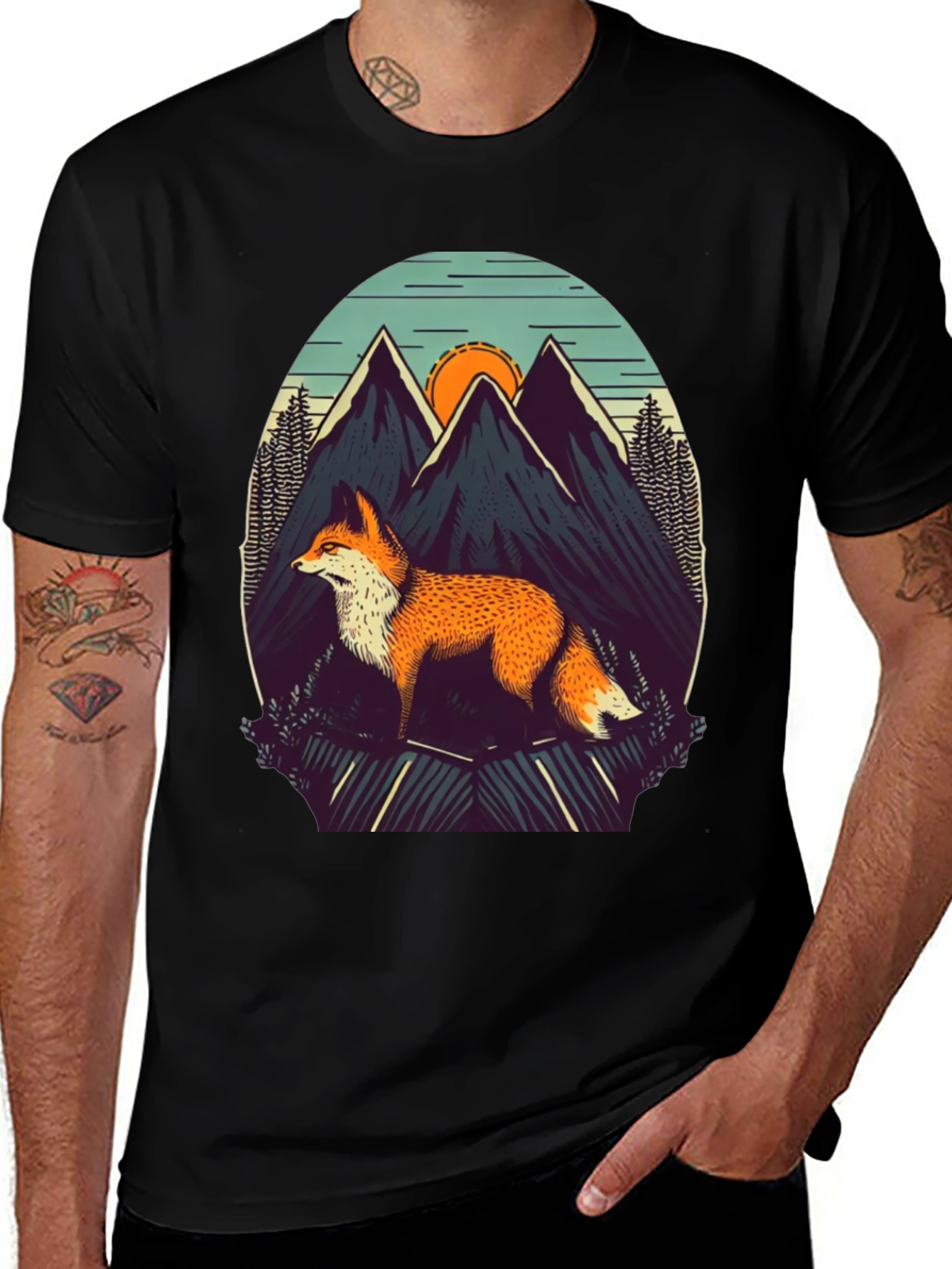 Variant 23 of Mountain Fox Graphic Tee - Adventure Awaits!