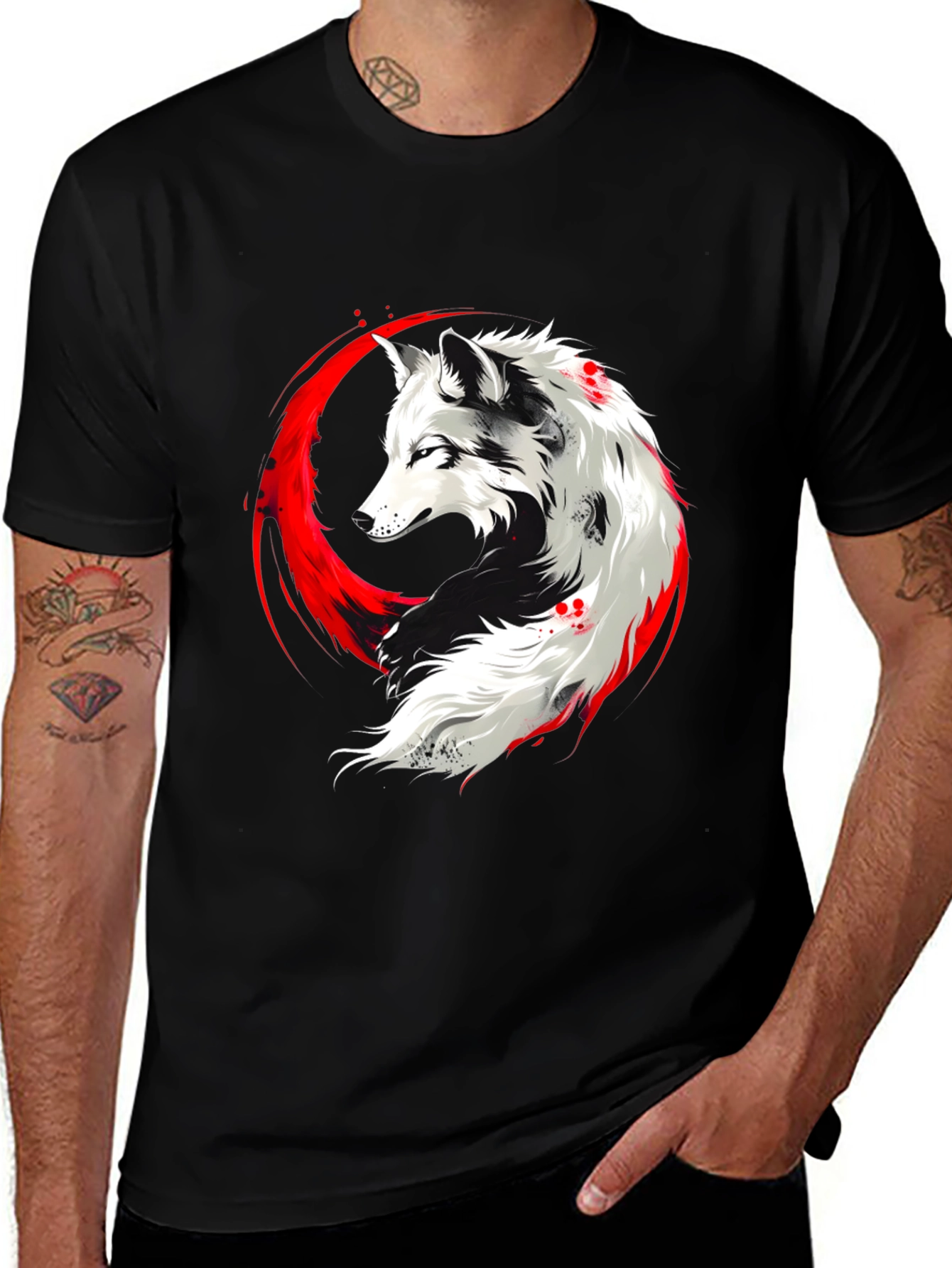 Black Wolf Graphic T-Shirt - Black main image