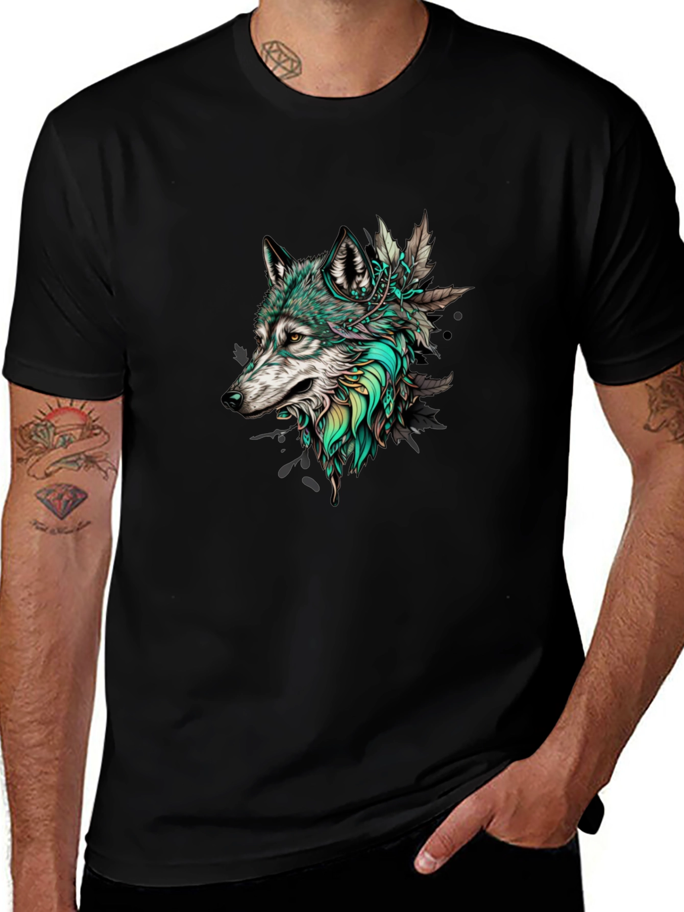 Variant 24 of Wolf Graphic Print Black T-Shirt
