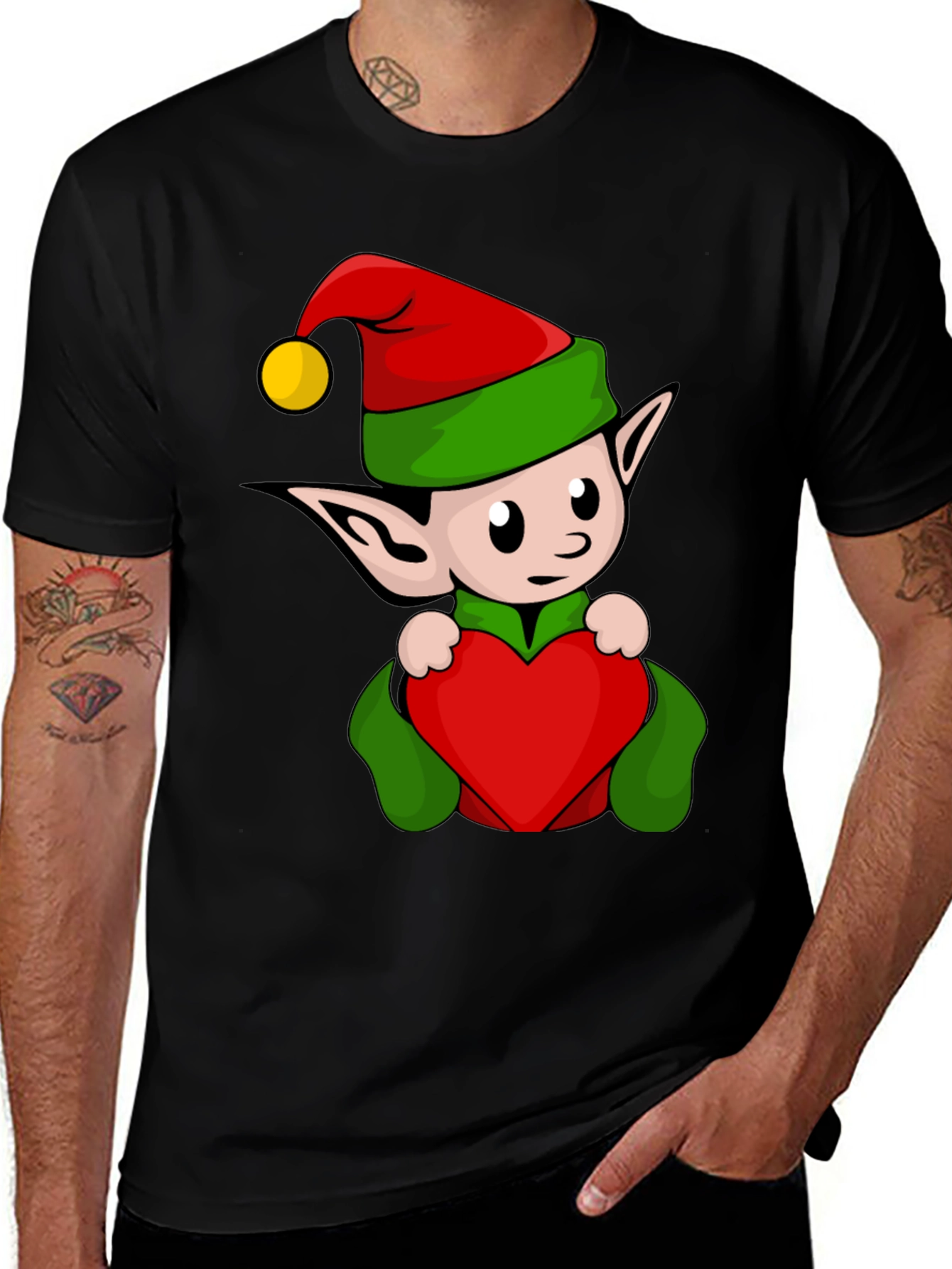 Variant 8 of Elf Holding Heart Graphic T-Shirt
