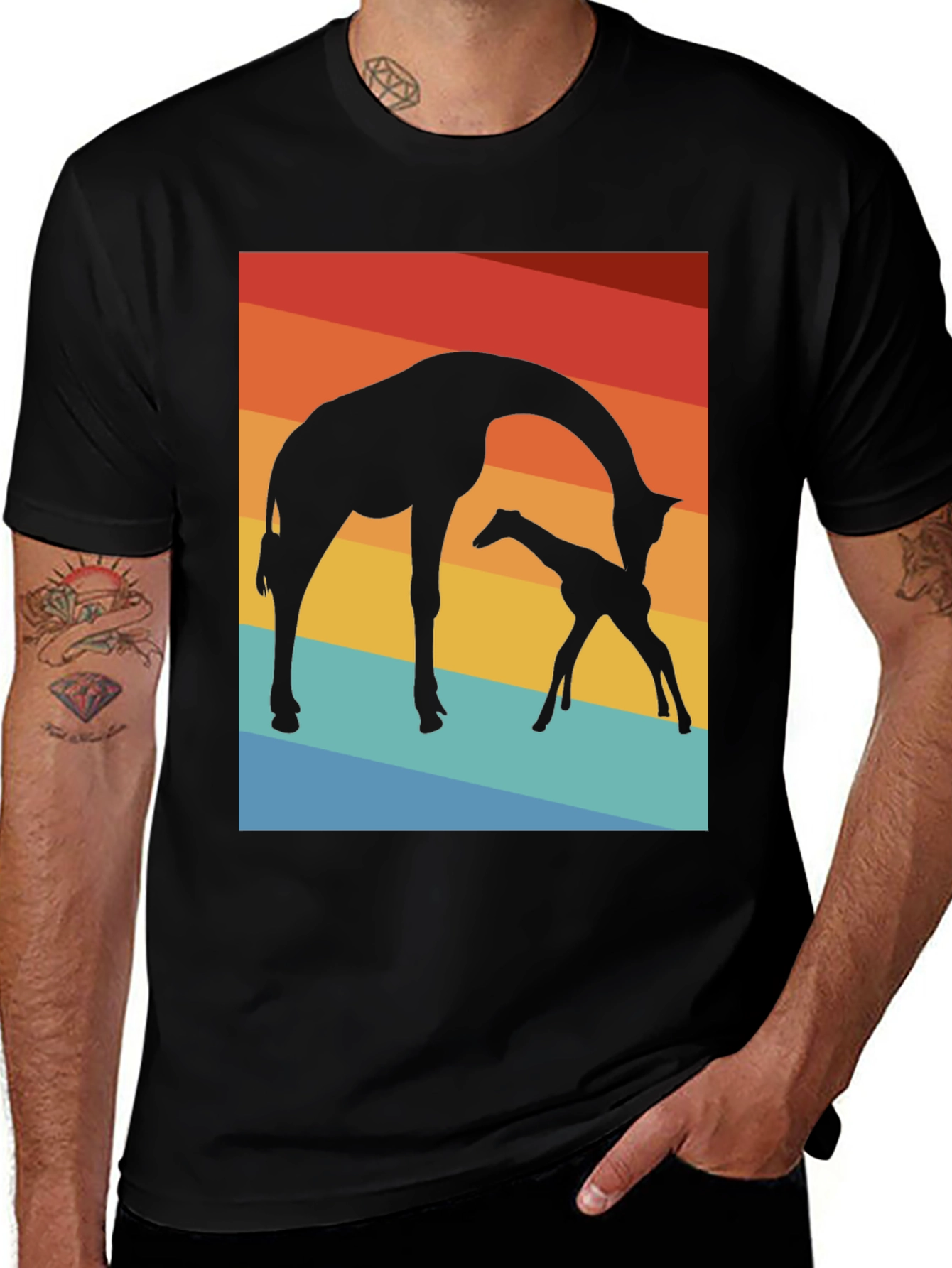 Variant 9 of Giraffe Silhouette T-Shirt - Sunset Graphic Tee