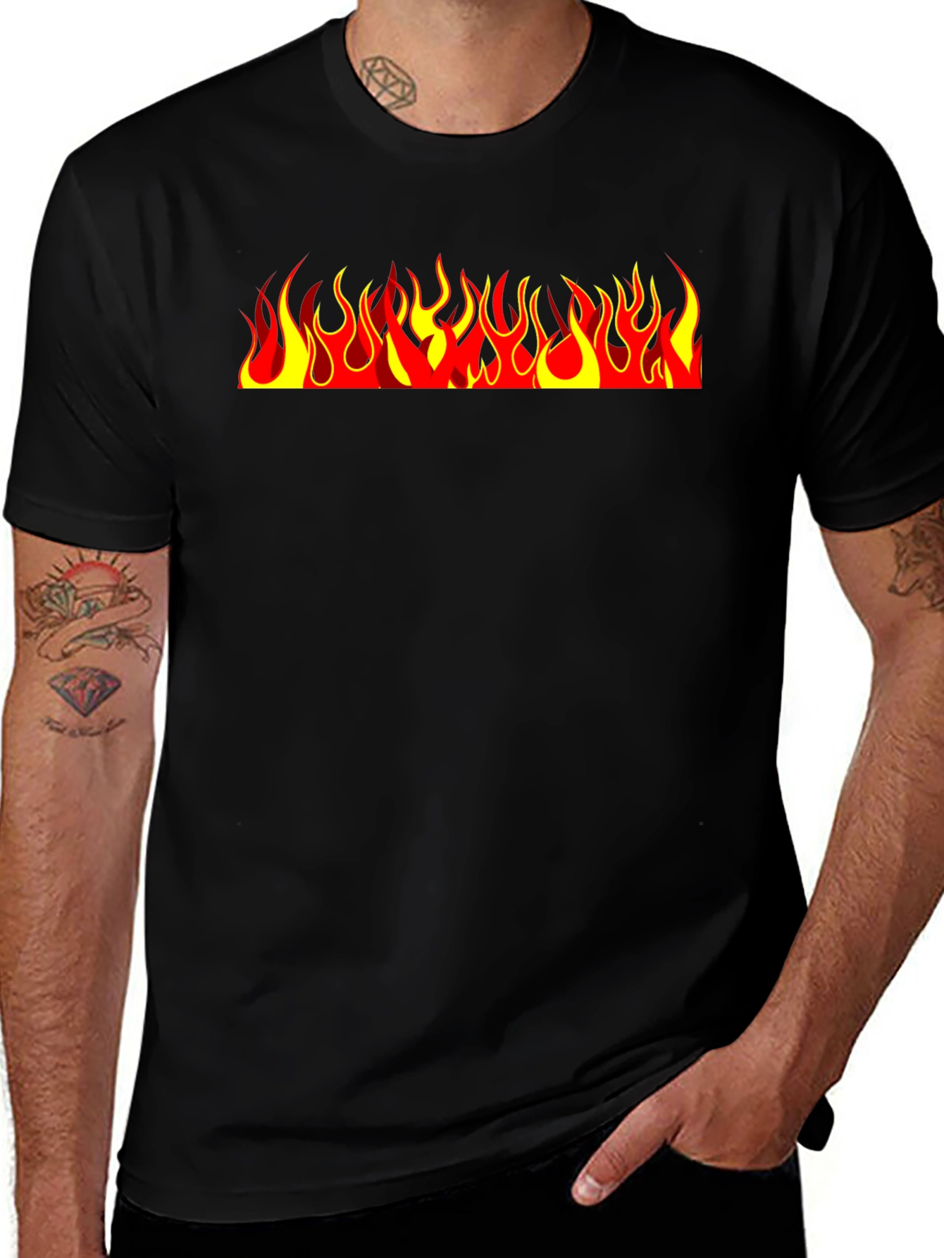Variant 14 of Fiery Flames Graphic Black Tee