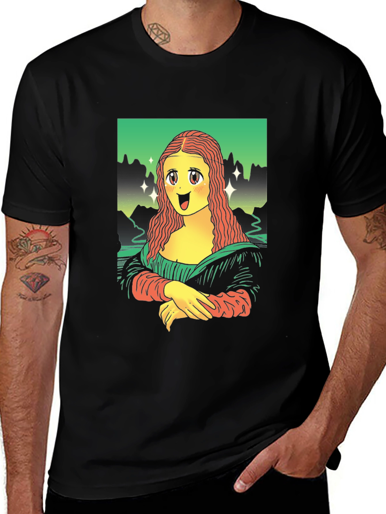 Variant 24 of Anime Mona Lisa Graphic Tee - Quirky & Fun!