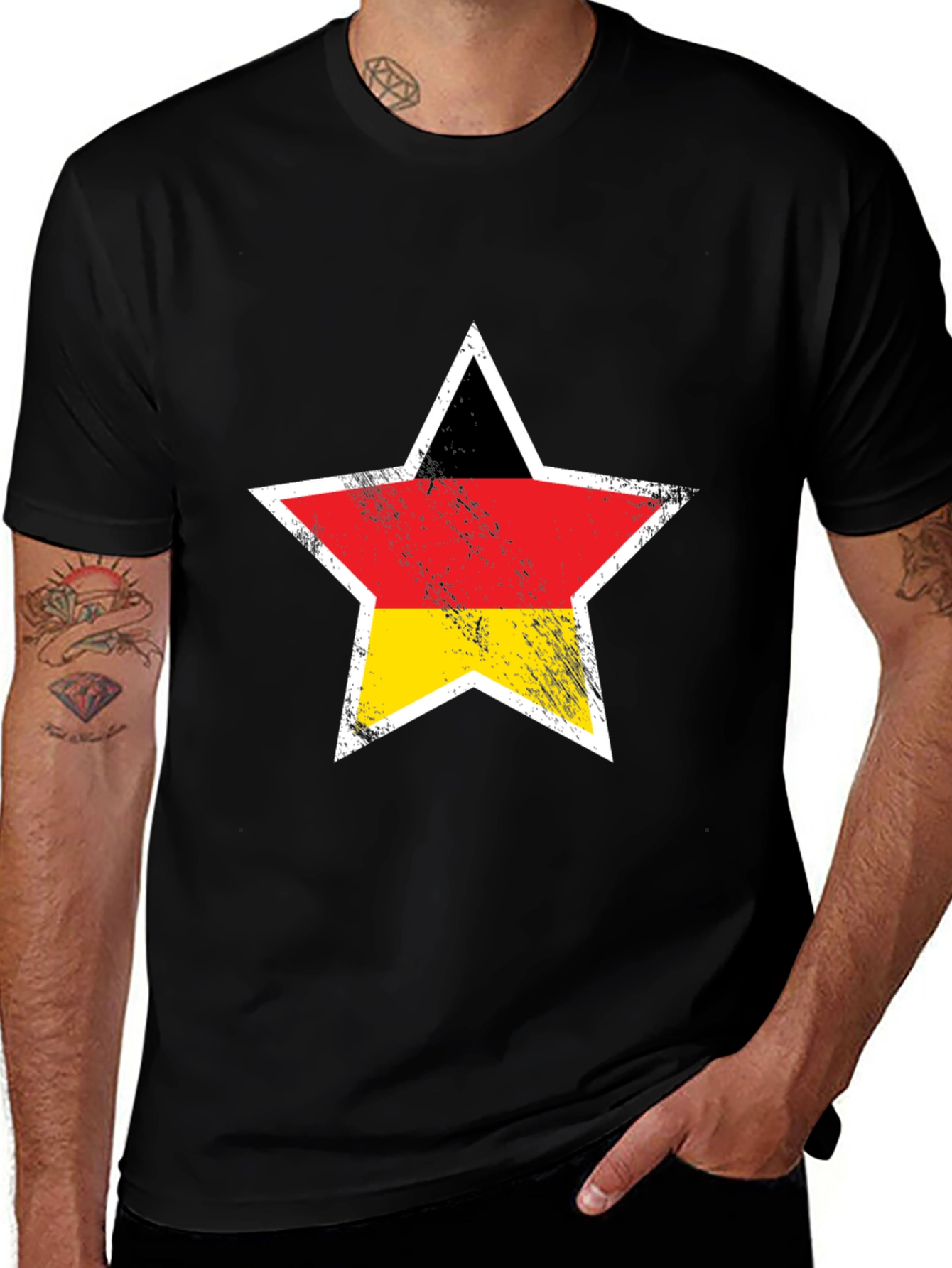 German Flag Star Graphic Black T-Shirt