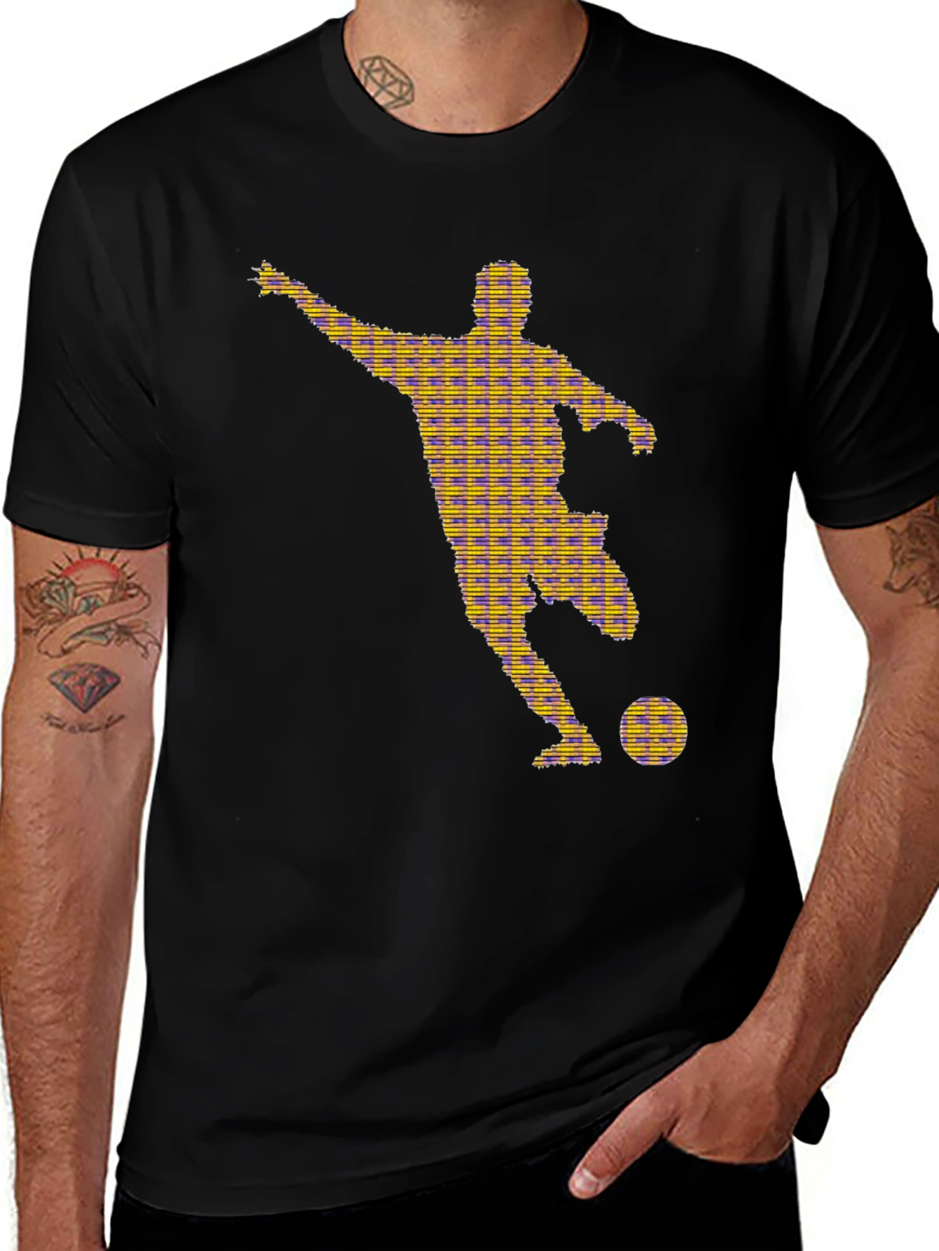 Variant 3 of Striking Soccer Silhouette Graphic Tee - Black