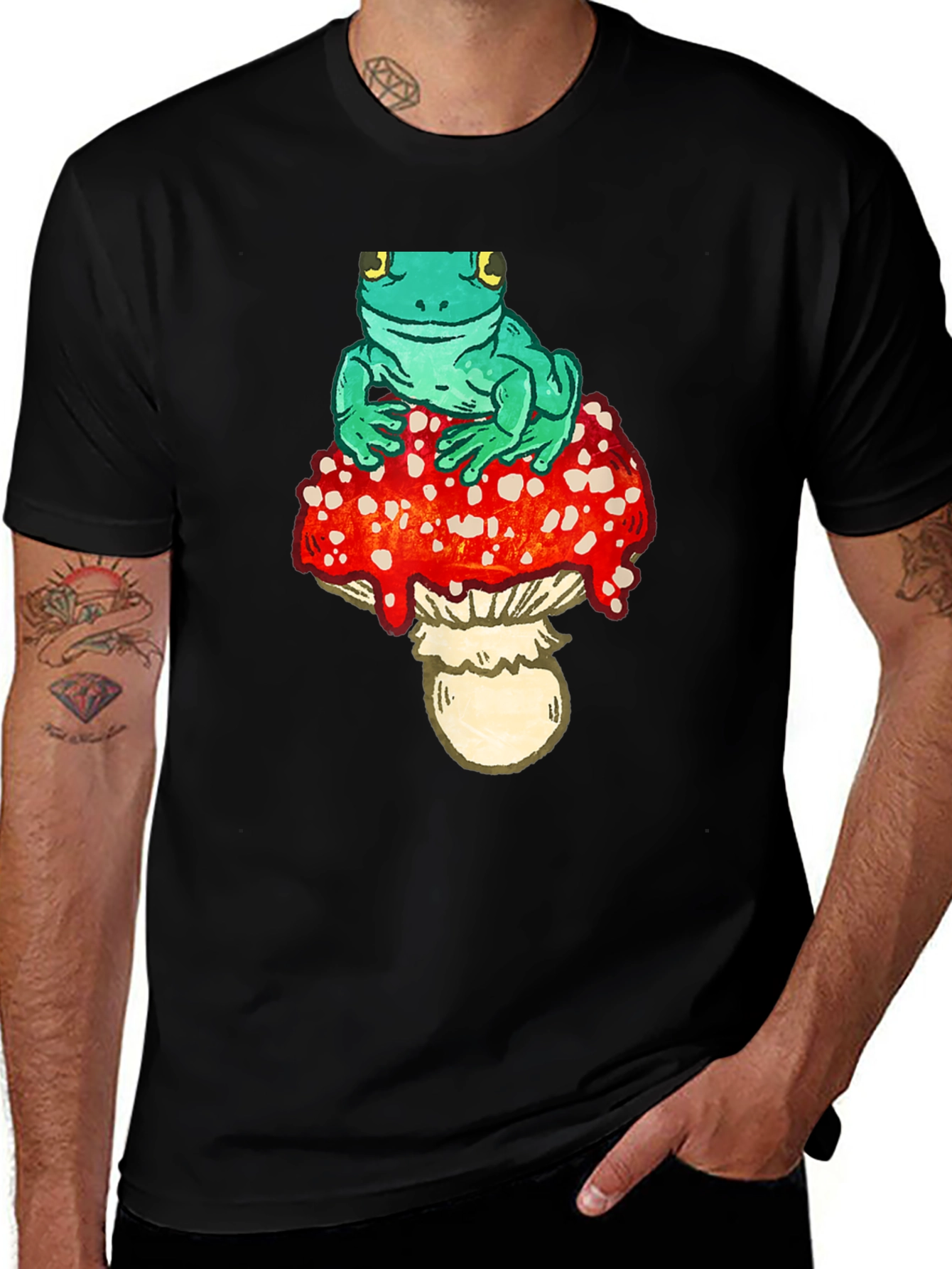 Variant 11 of Frog on Mushroom Black T-Shirt