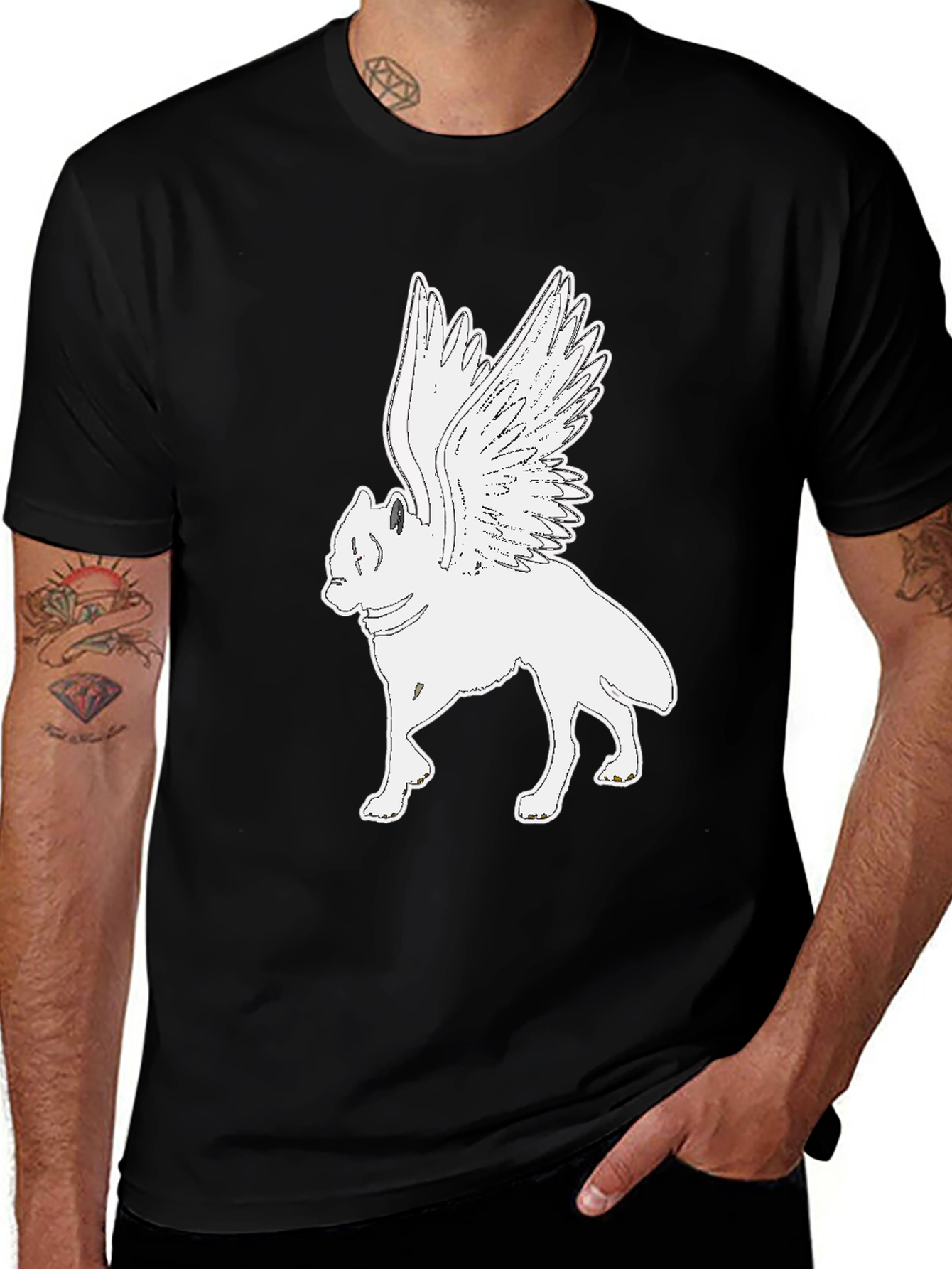 Variant 23 of Winged Wolf Graphic Tee - Men's Black T-Shirt