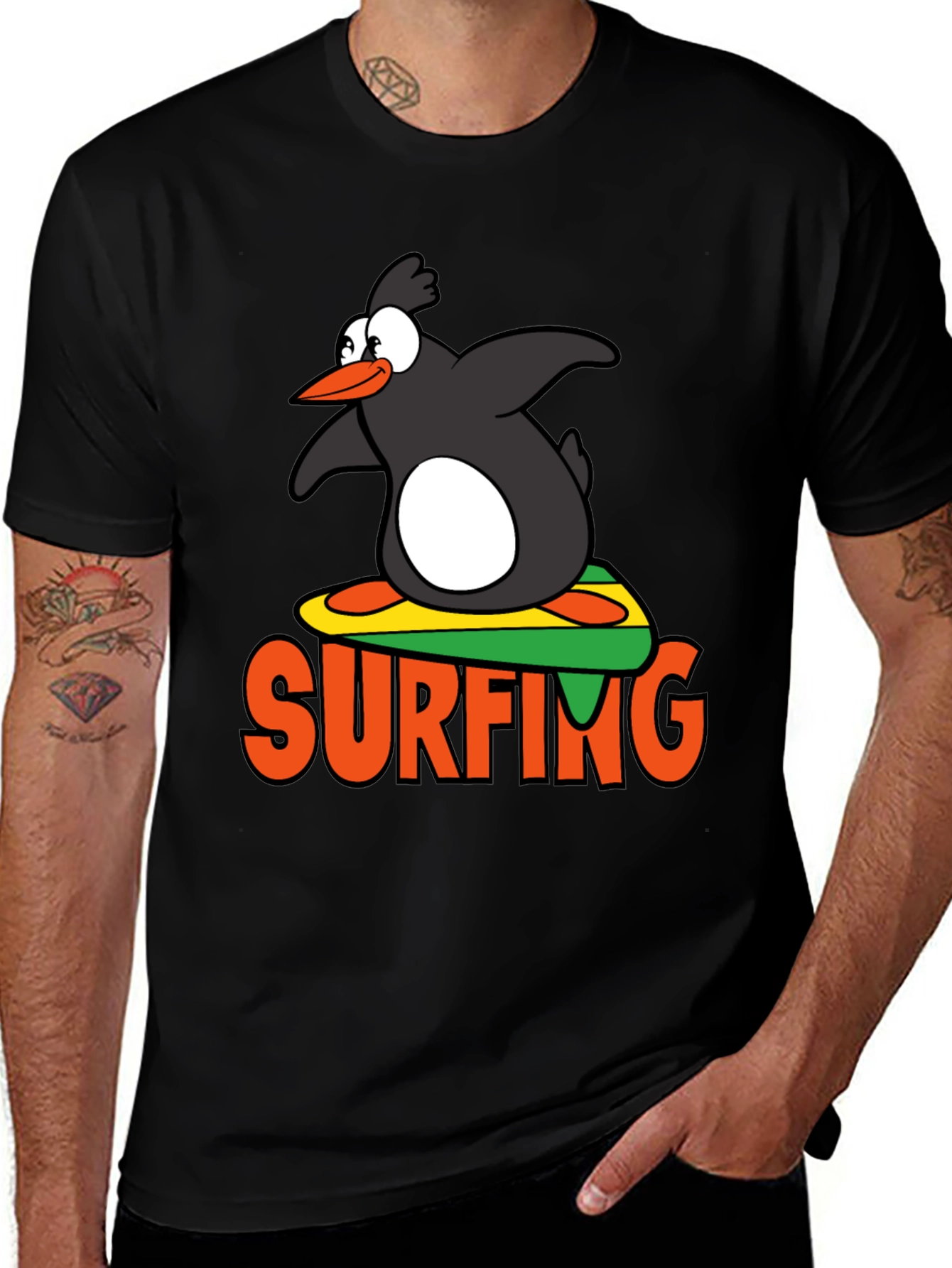 Variant 3 of Penguin Surfing Graphic T-Shirt