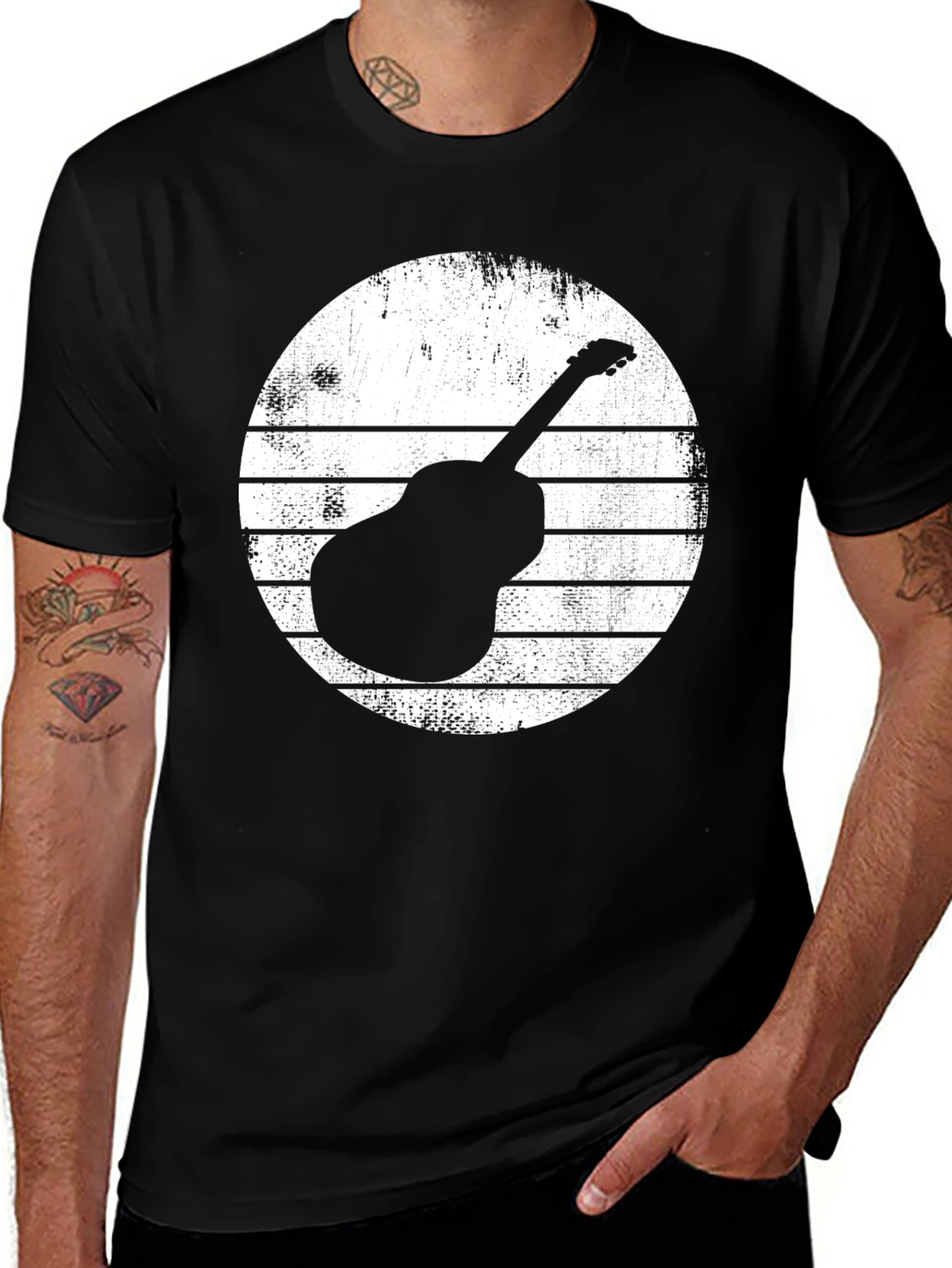 Variant 2 of Guitar Silhouette Graphic T-Shirt - Retro Music Lover Tee