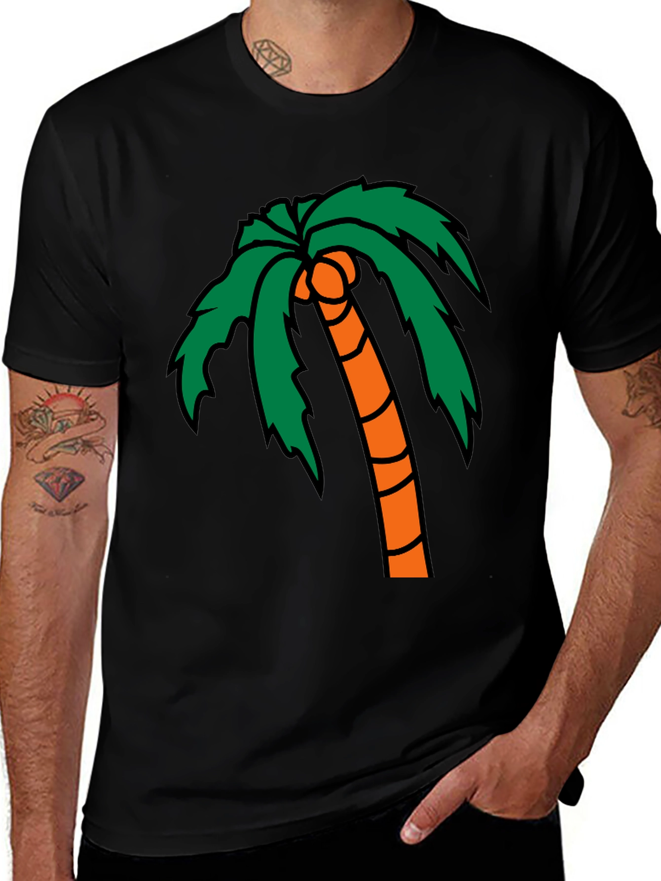 Variant 29 of Tropical Palm Tree Graphic Tee - Black