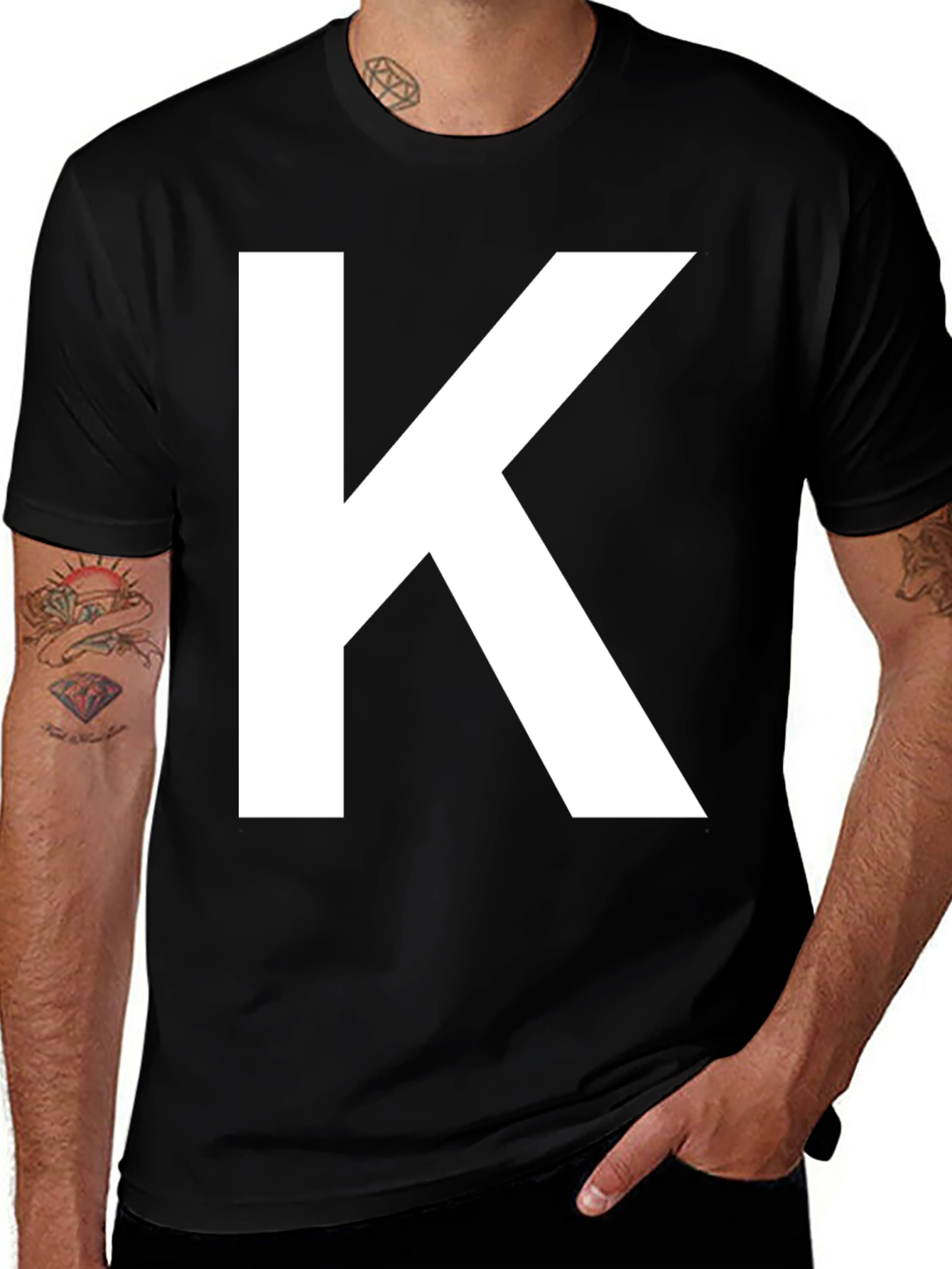 Variant 2 of Letter K Graphic Tee - Classic Black Cotton T-Shirt