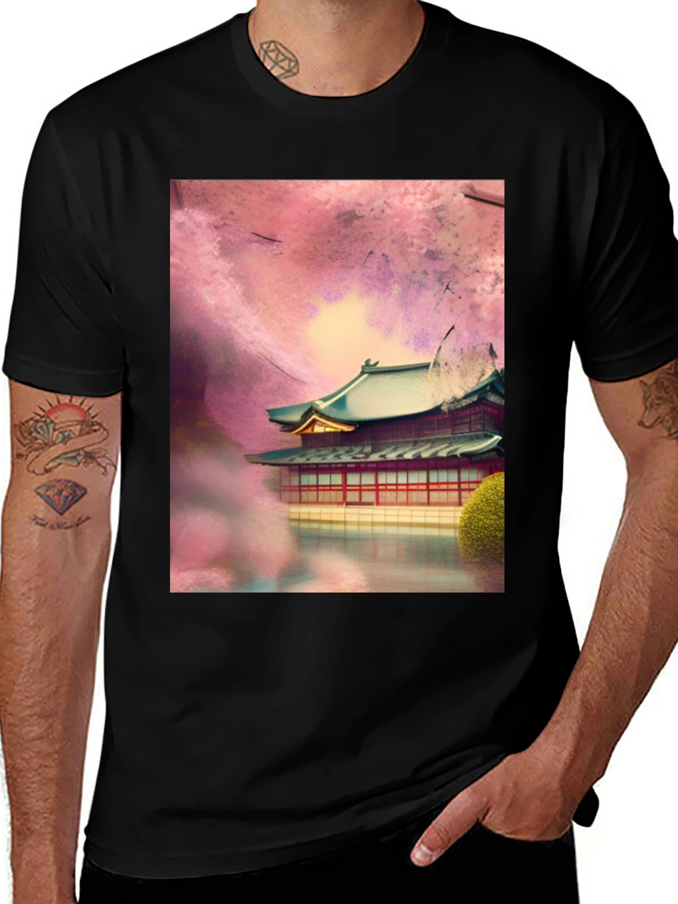 Variant 16 of Sakura Temple Graphic T-Shirt