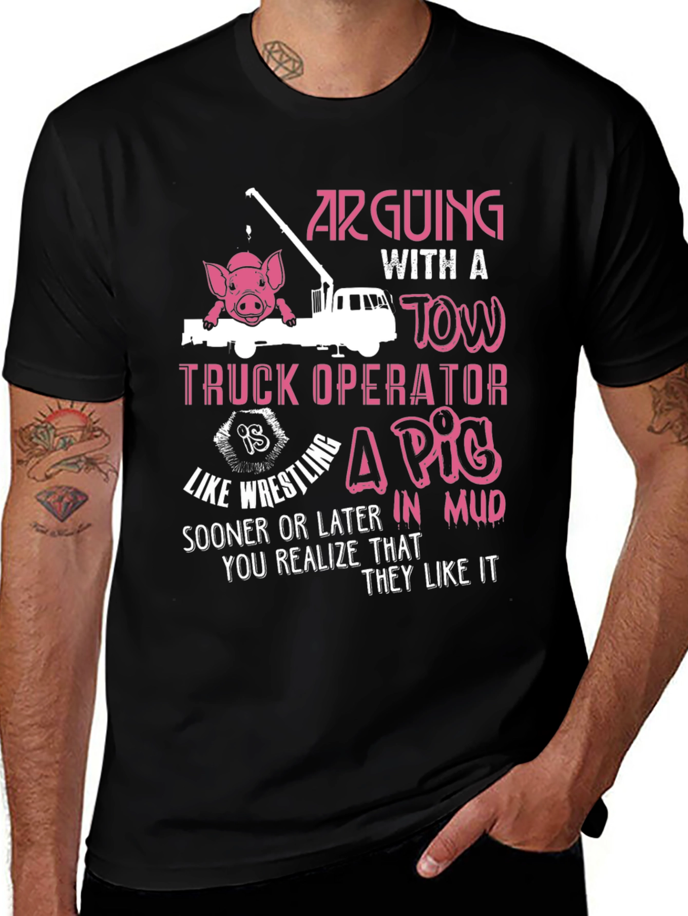 Black Arguing with a Tow Truck Operator T-Shirt main image
