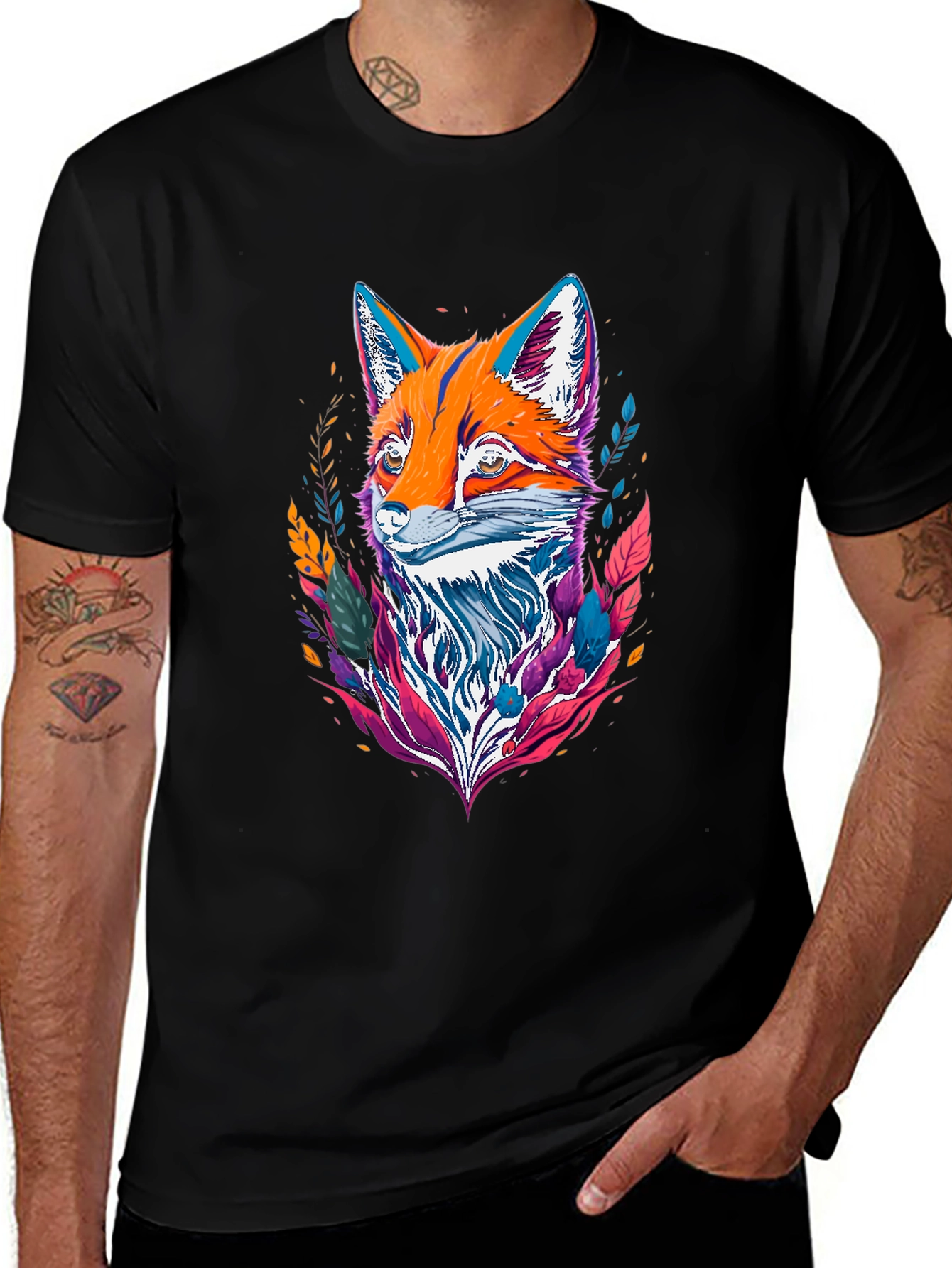 Variant 2 of Abstract Fox Graphic Tee - Vivid Print