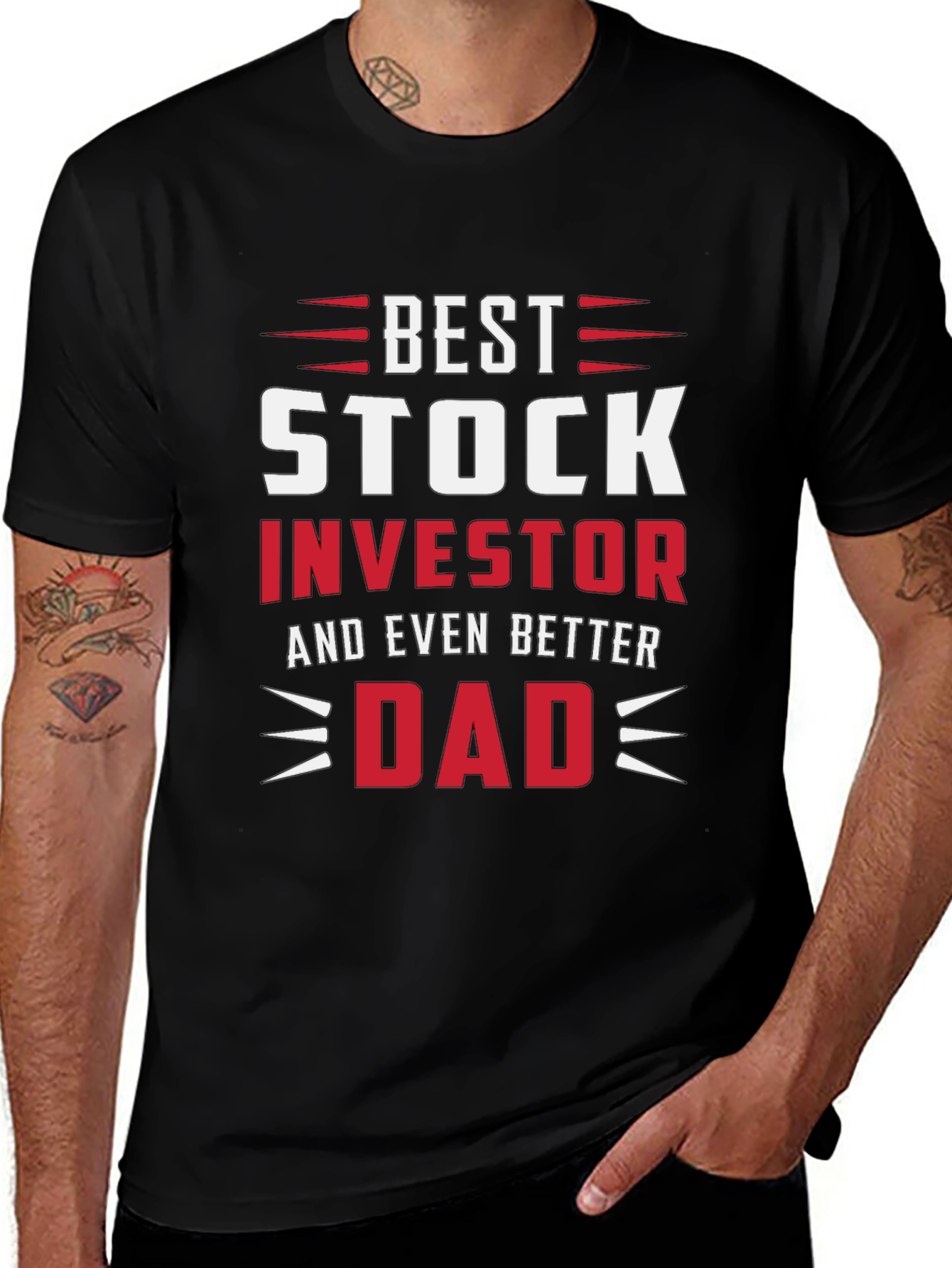 Black Best Stock Investor Dad T-Shirt main image