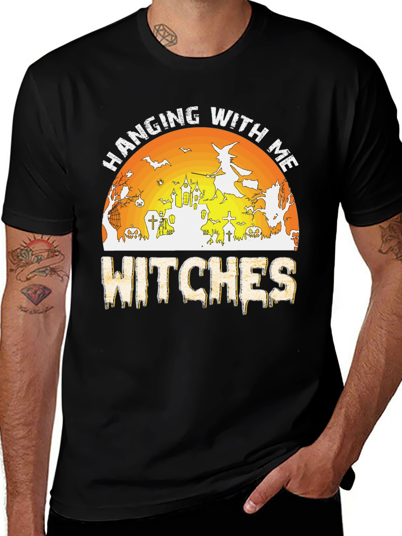 Hanging With Me Witches Halloween T-Shirt