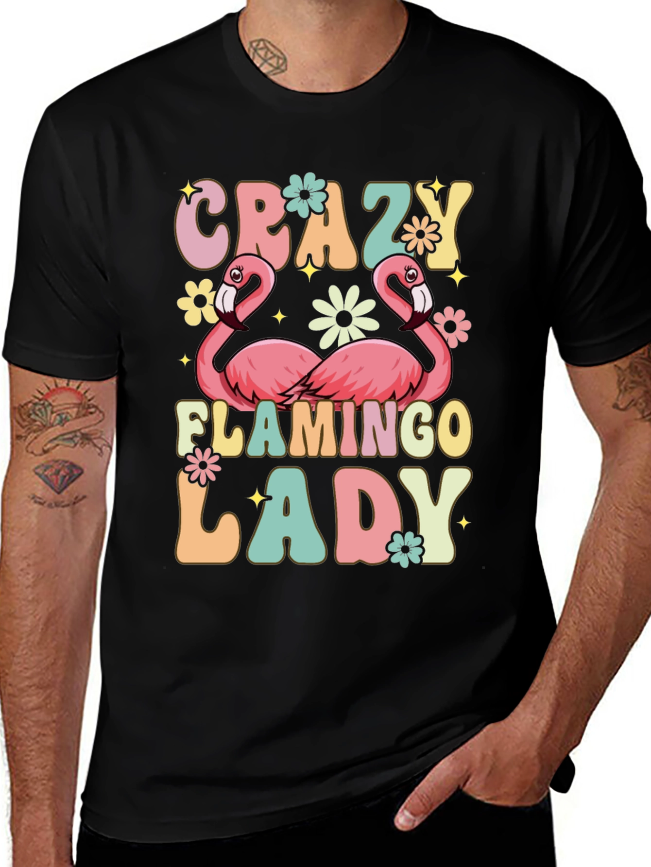 Variant 28 of Crazy Flamingo Lady Graphic Tee