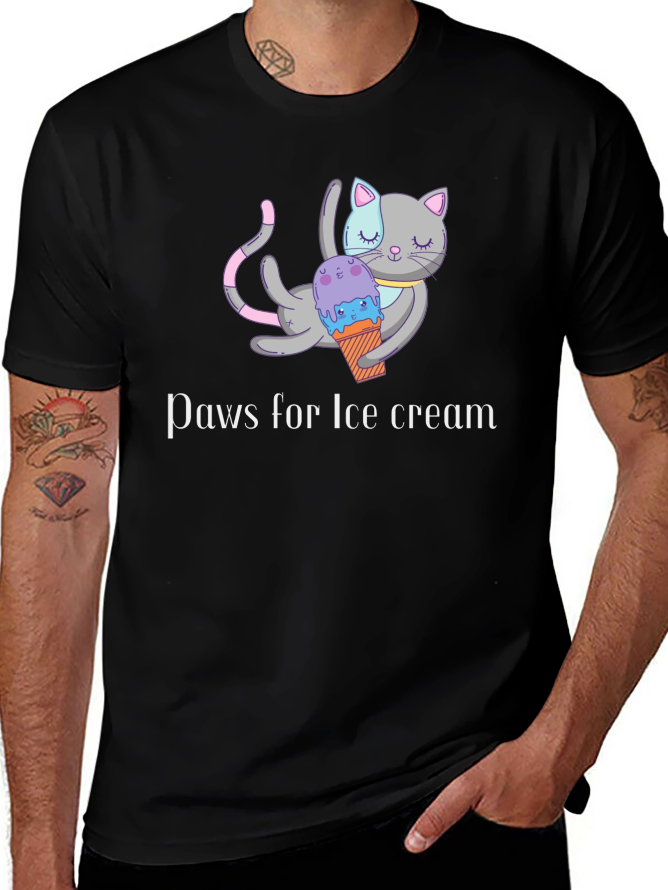 Black Paws for Ice Cream Black T-Shirt main image