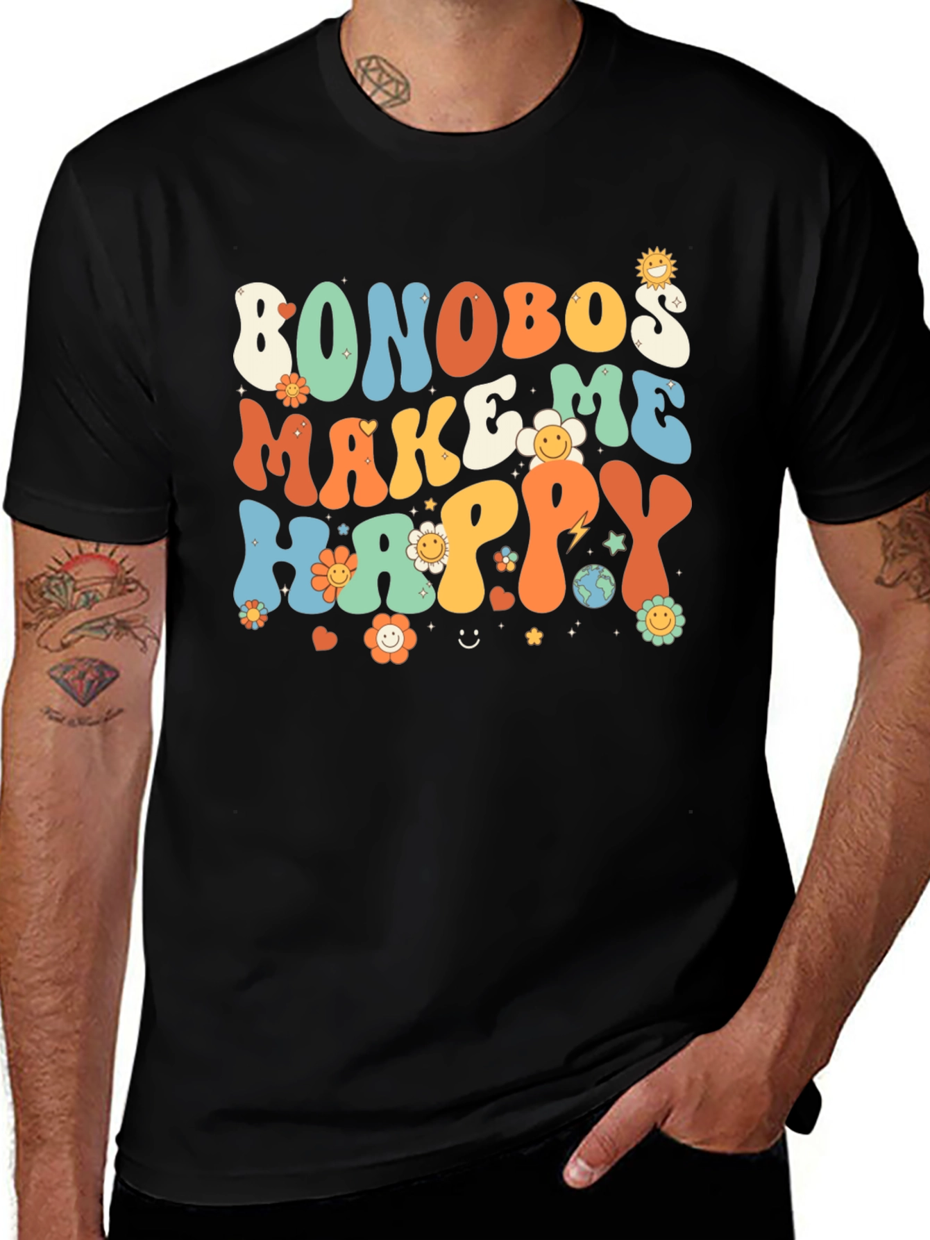 Bonobos Make Me Happy Retro T-Shirt
