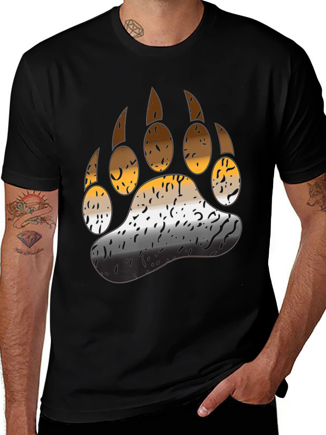 Variant 13 of Bear Pride Paw T-Shirt - Black