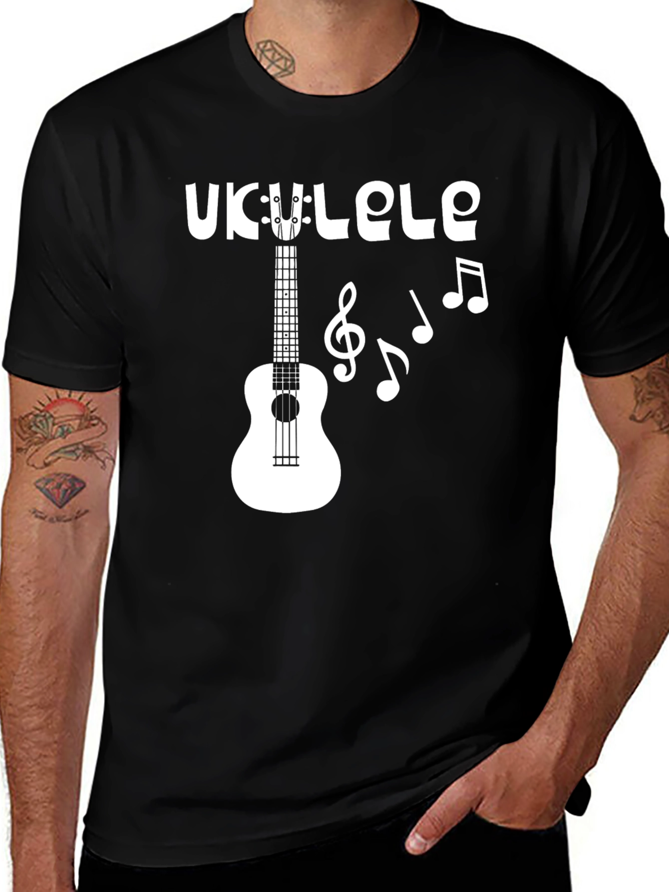 Black Ukulele Graphic Tee - Musical Style main image