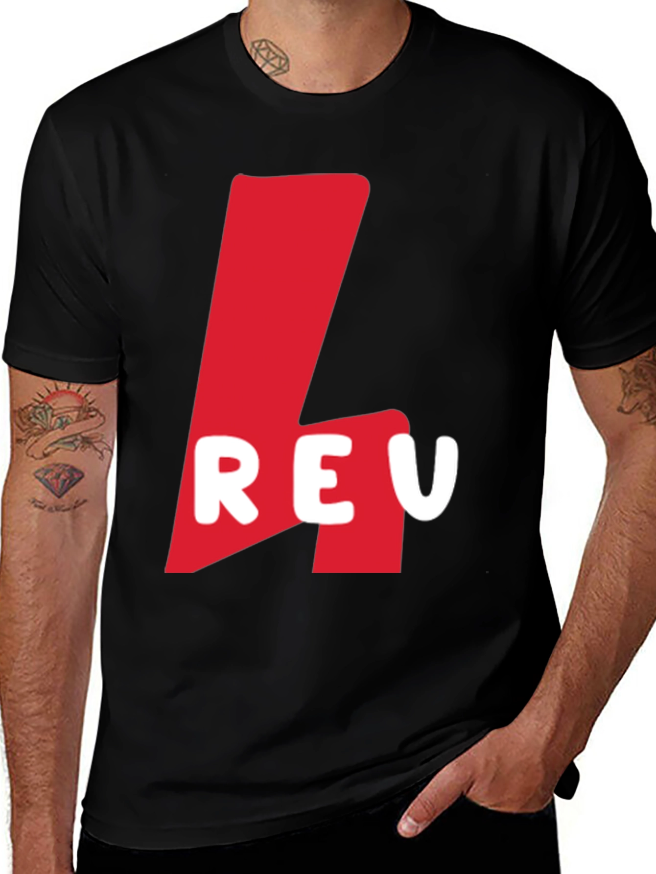 Variant 24 of Red Logo Graphic Black T-Shirt