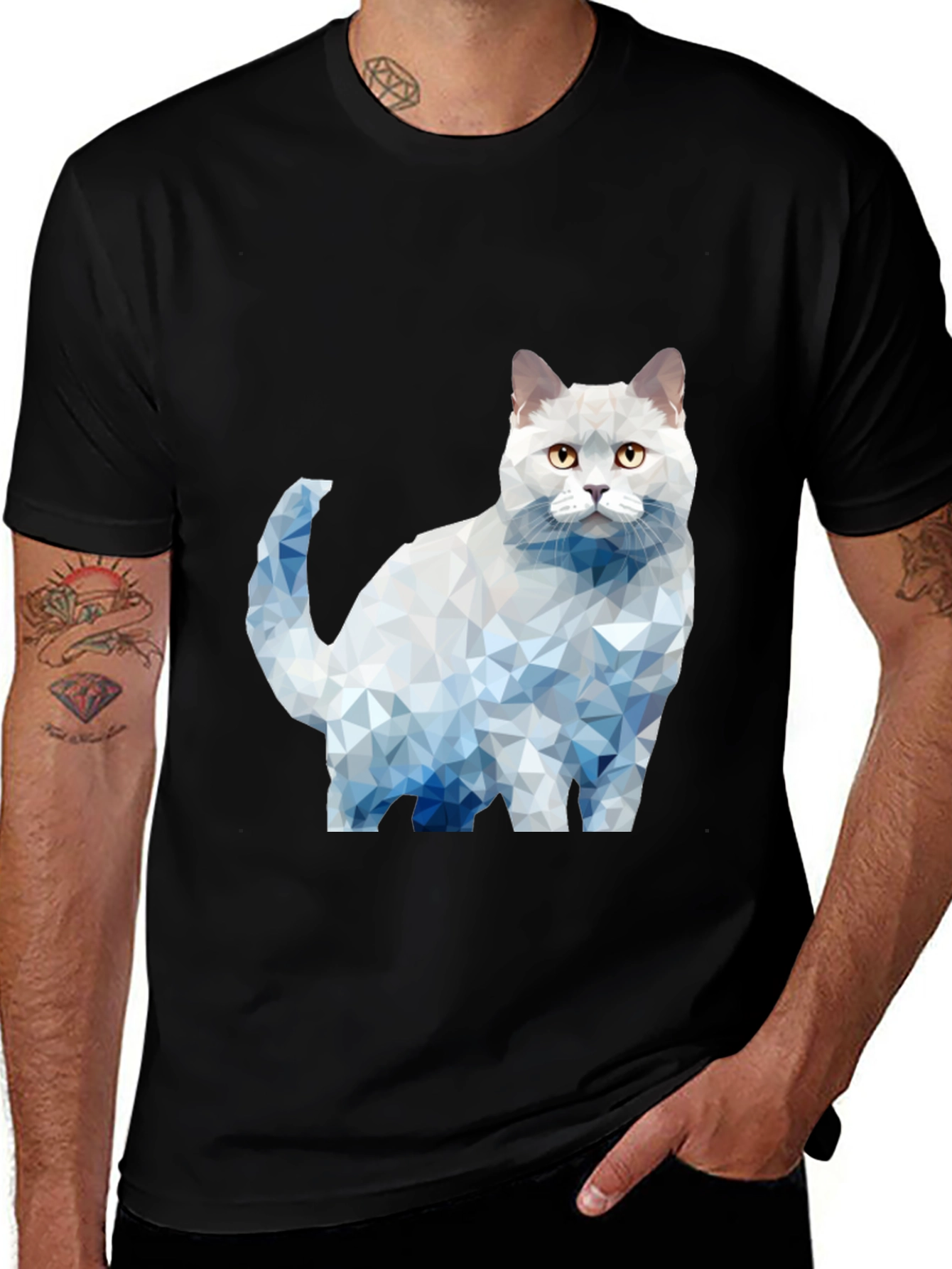 Variant 29 of Geometric Cat Graphic T-Shirt