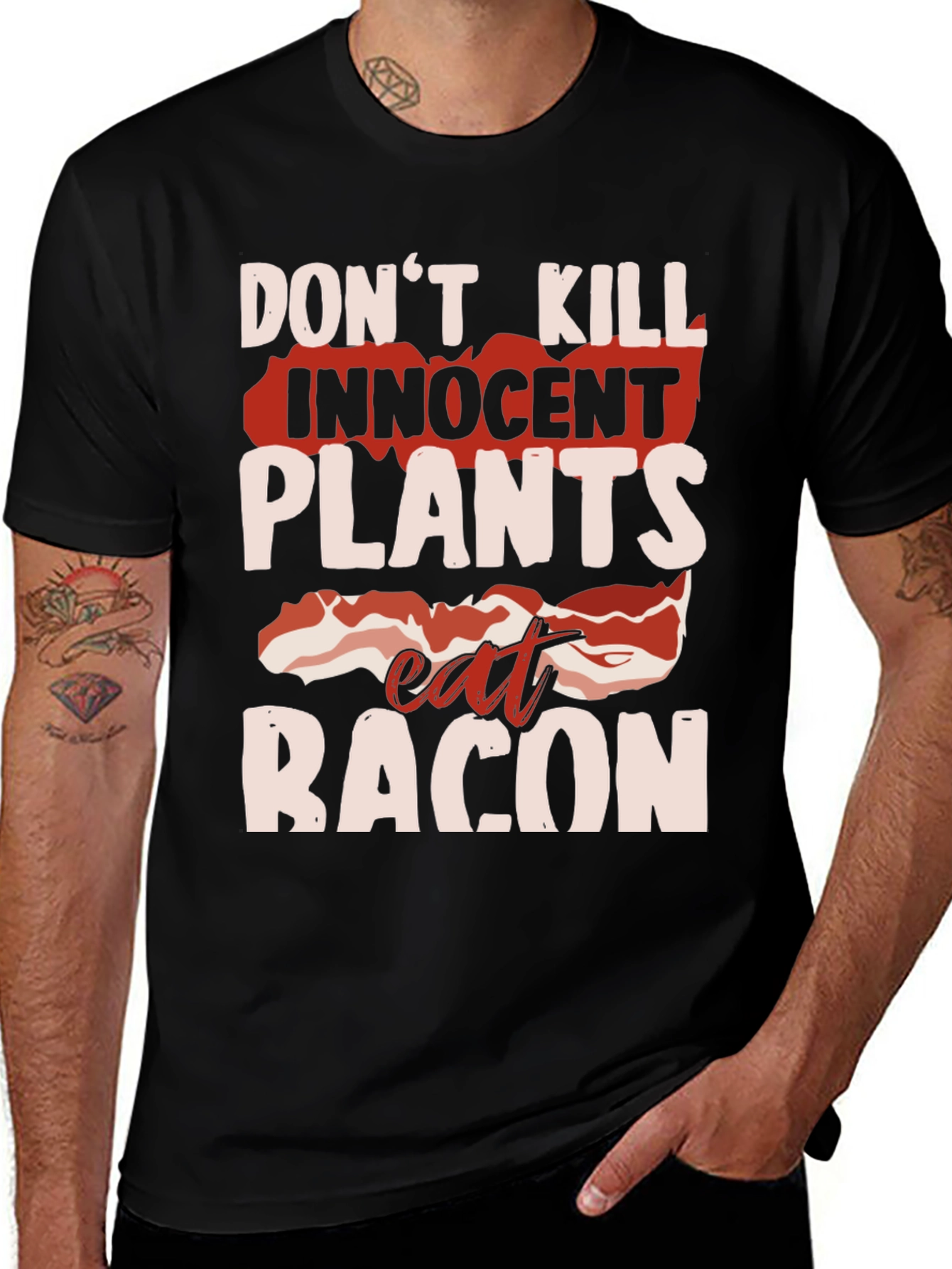 Variant 24 of Eat Bacon Black T-Shirt