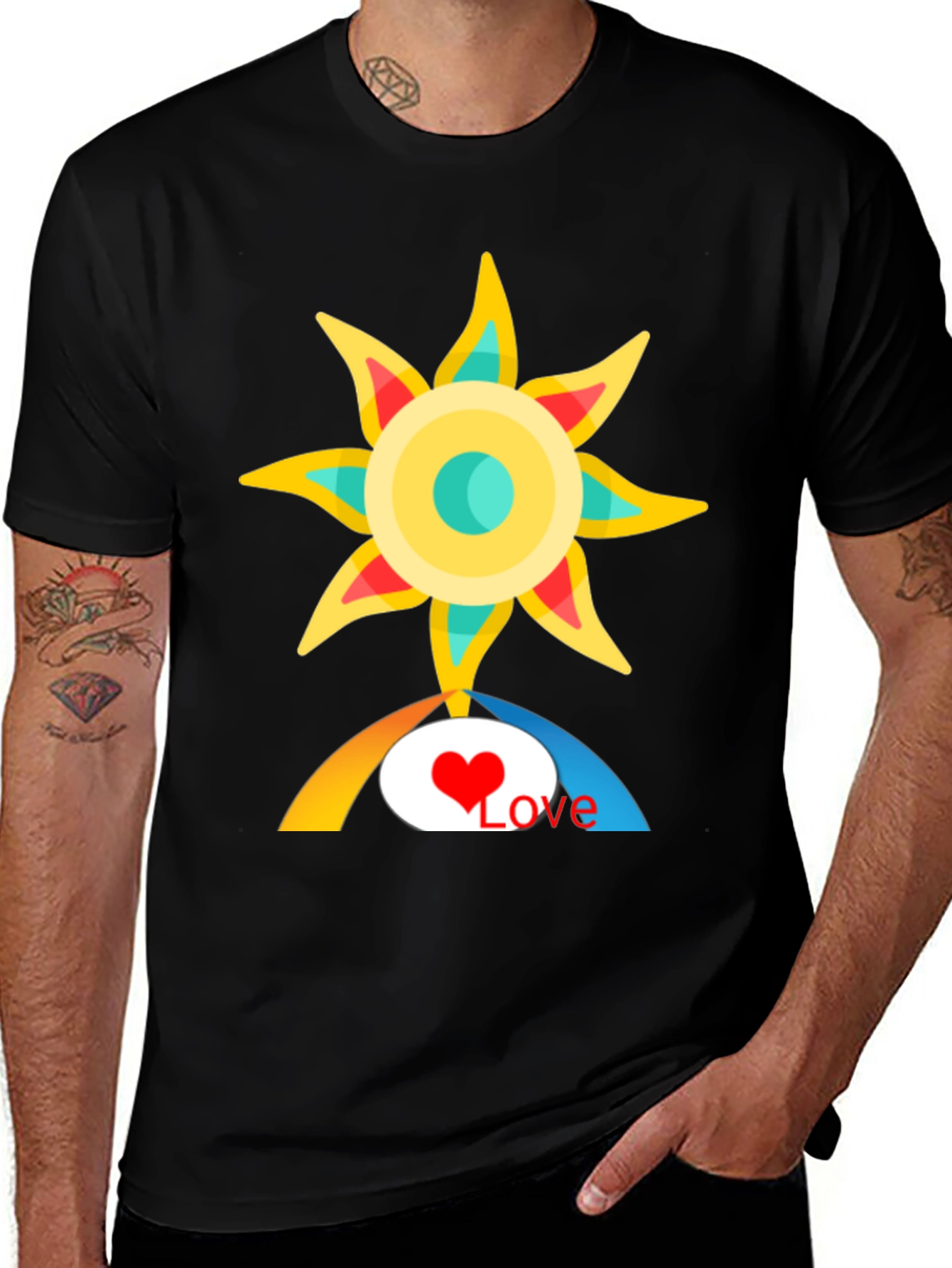 Variant 30 of Love Sun Graphic Tee - Black Cotton T-Shirt