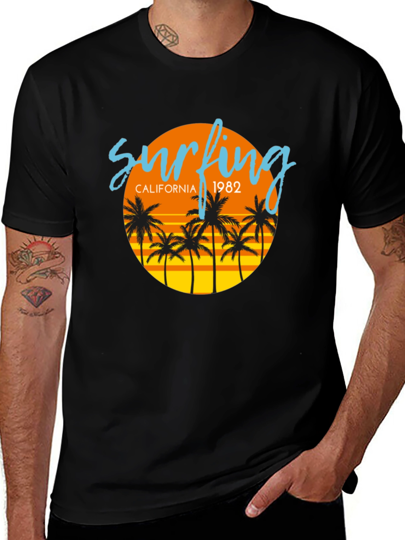 Variant 14 of Vintage Surfing California 1982 Black T-Shirt