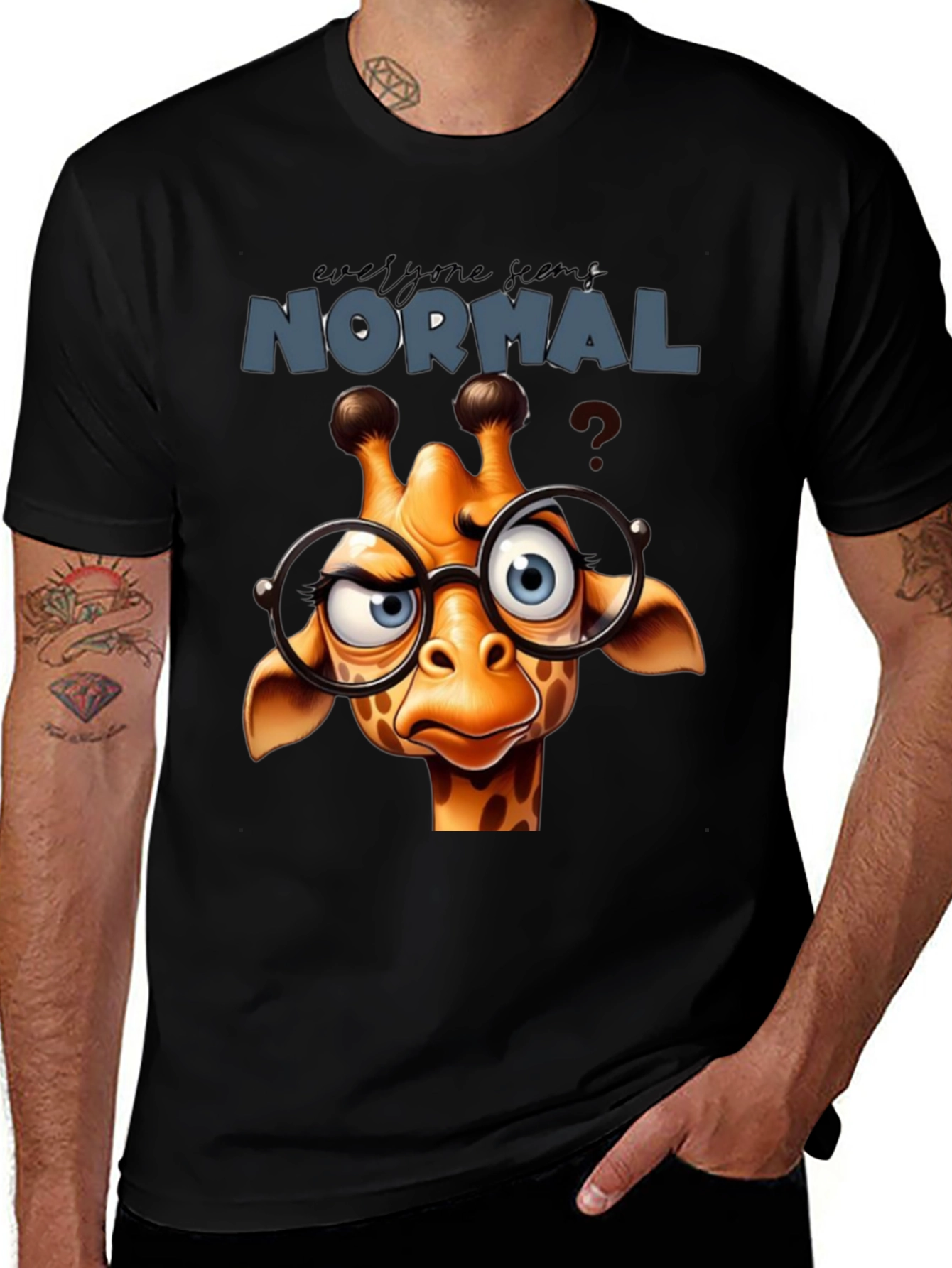 Variant 3 of Funny Giraffe T-Shirt - Everyone Seems Normal Tee