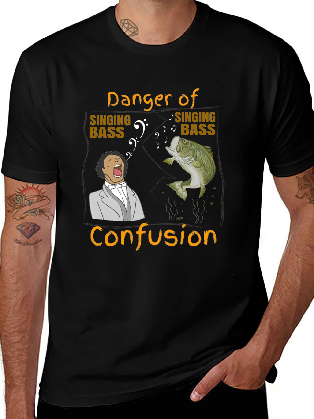 Variant 8 of Danger of Singing Bass Confusion Black T-Shirt