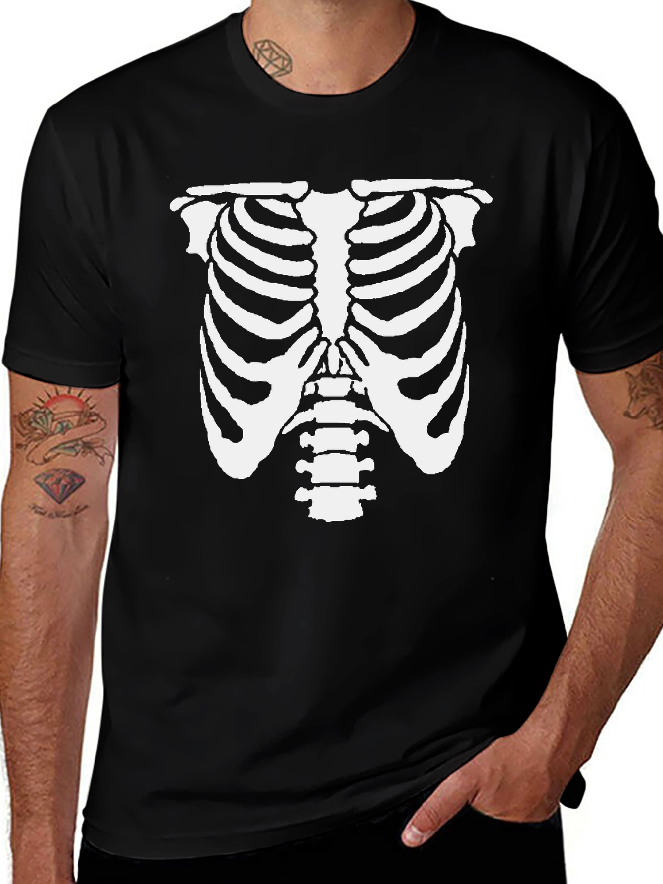 Variant 15 of Skeleton Rib Cage Halloween Costume Black T-Shirt