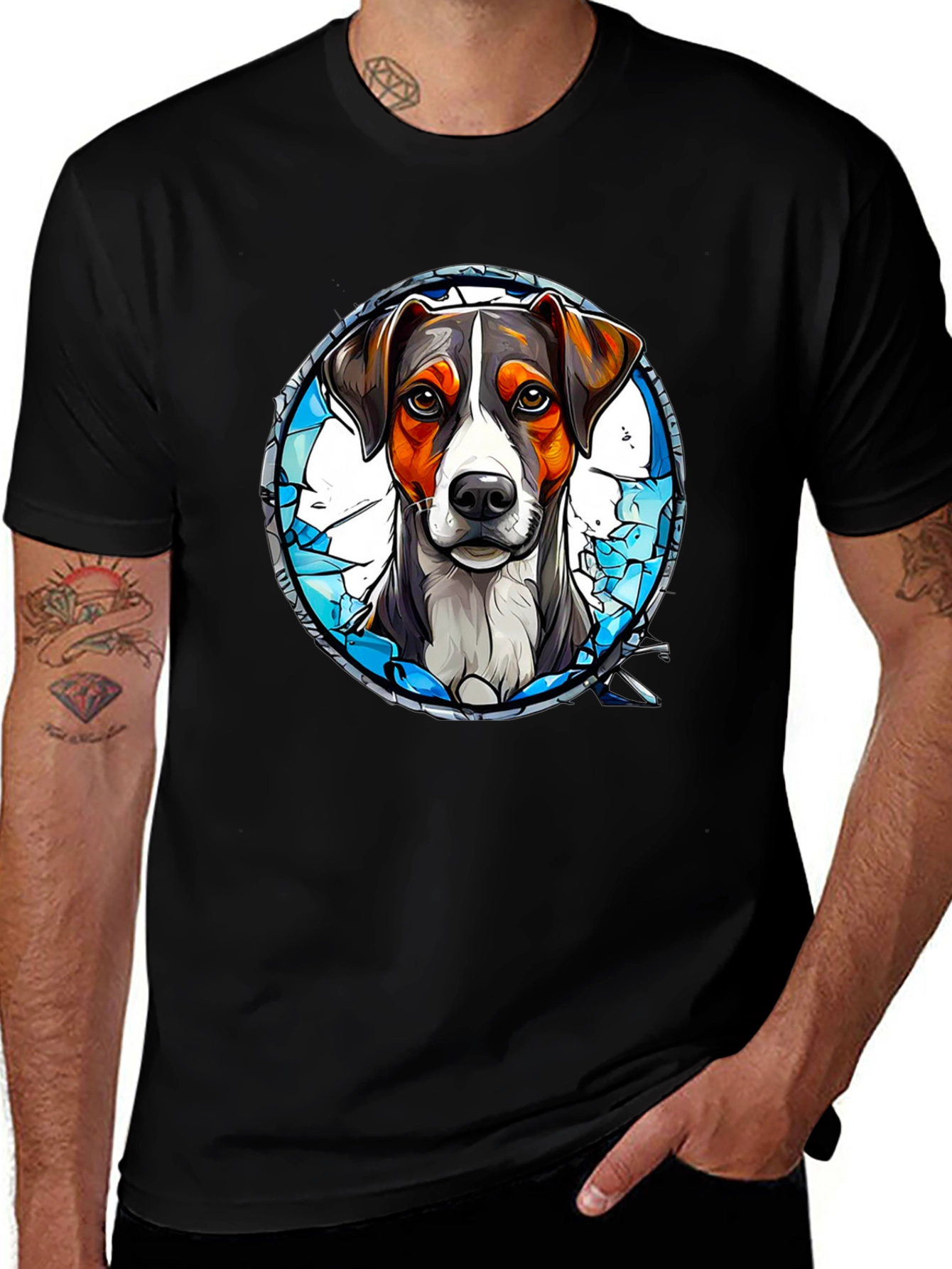 Variant 13 of Dog Portrait Graphic Black T-Shirt
