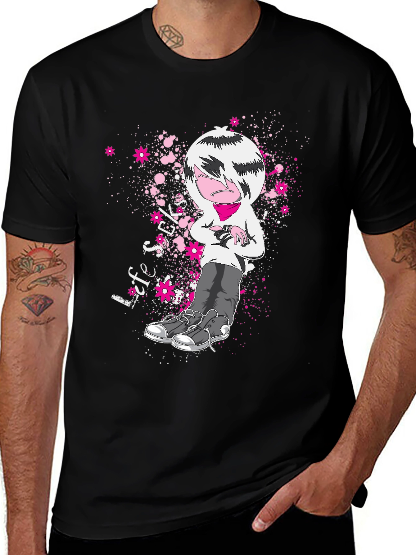 Variant 10 of Emo Cartoon T-Shirt - Black