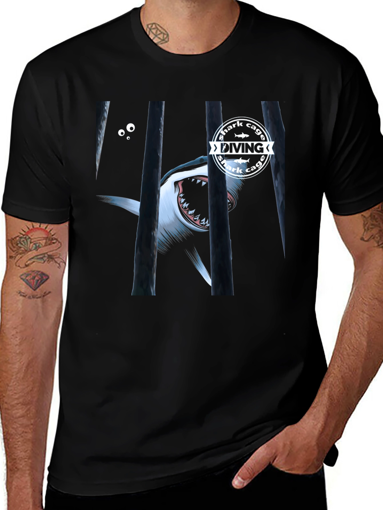 Variant 15 of Shark Cage Diving T-Shirt
