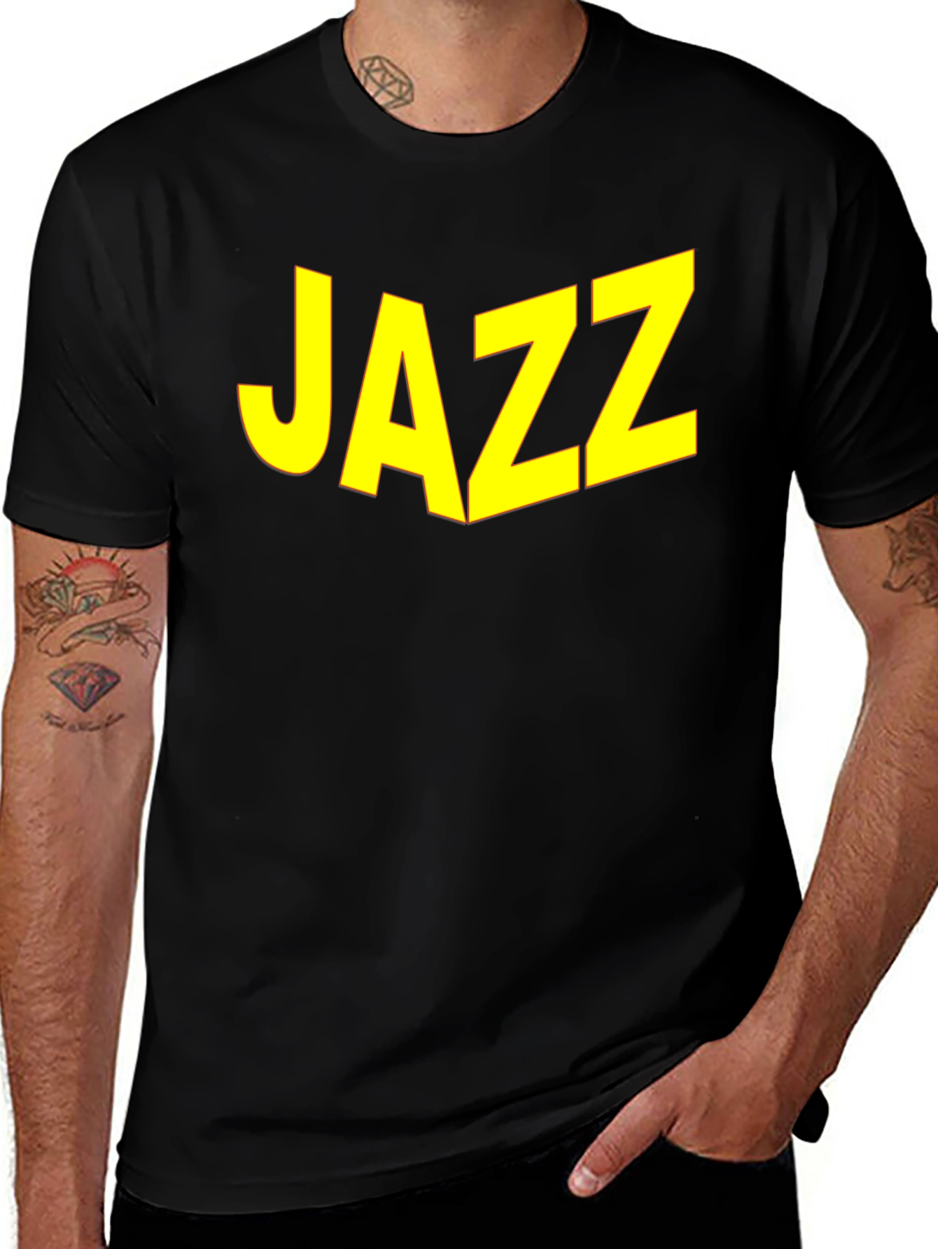 Variant 14 of JAZZ Graphic Tee - Bold Yellow Print on Black
