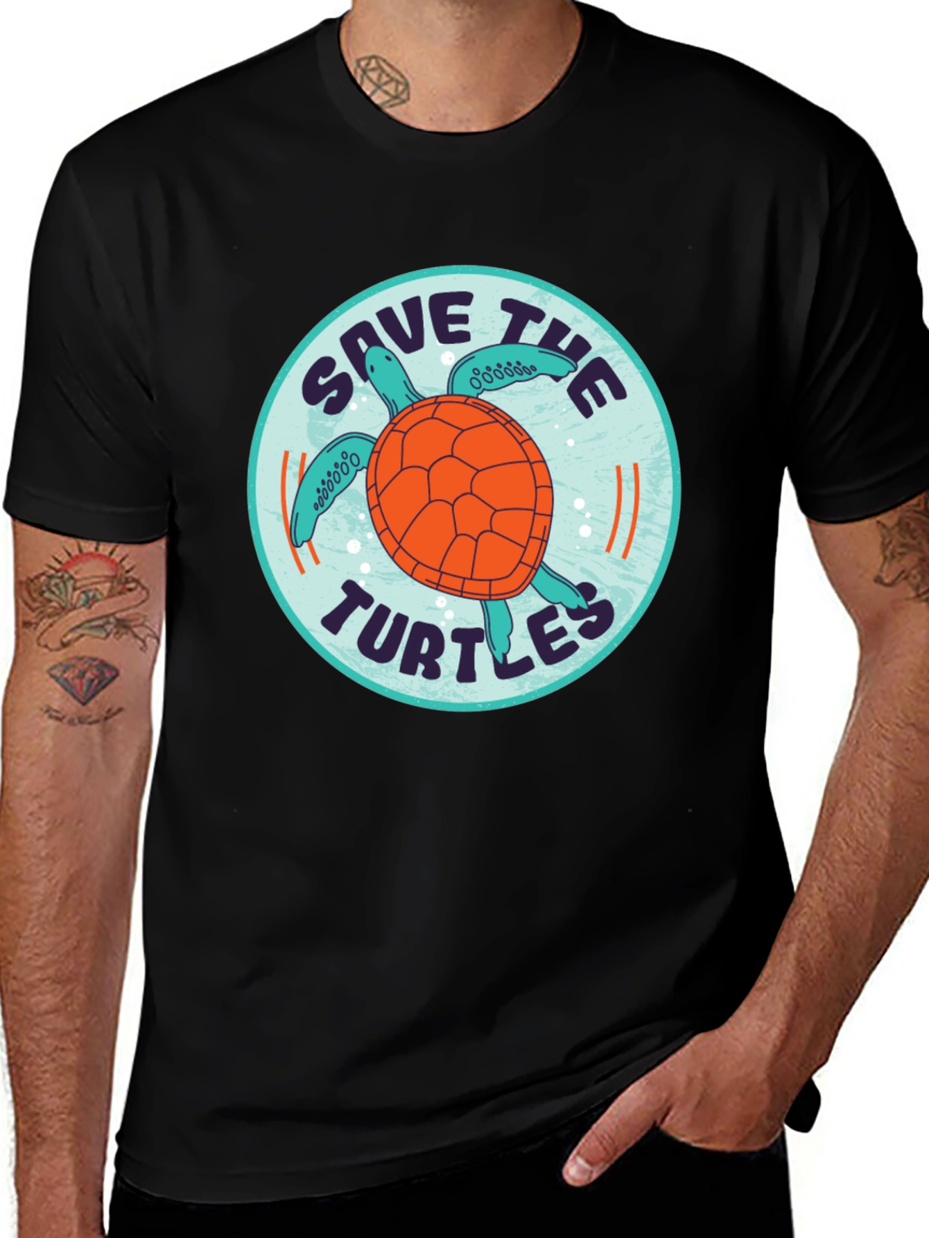Variant 18 of Save the Turtles Graphic Tee - Black