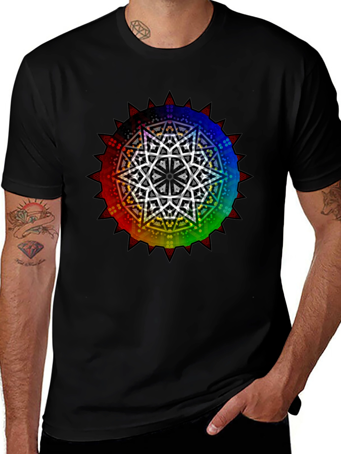 Variant 15 of Rainbow Mandala Graphic Print T-Shirt