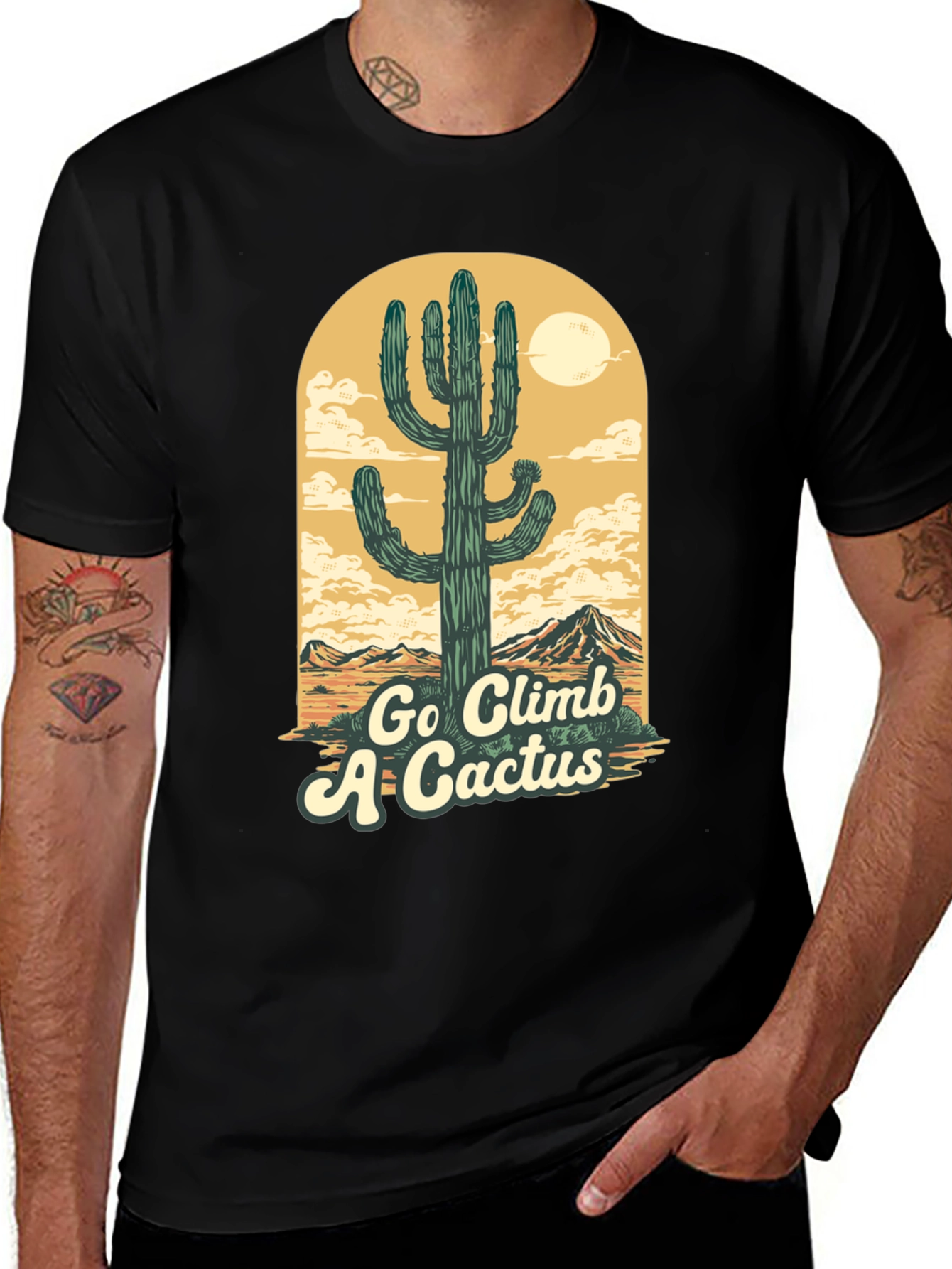 Go Climb A Cactus Tee - Desert Scene Graphic
